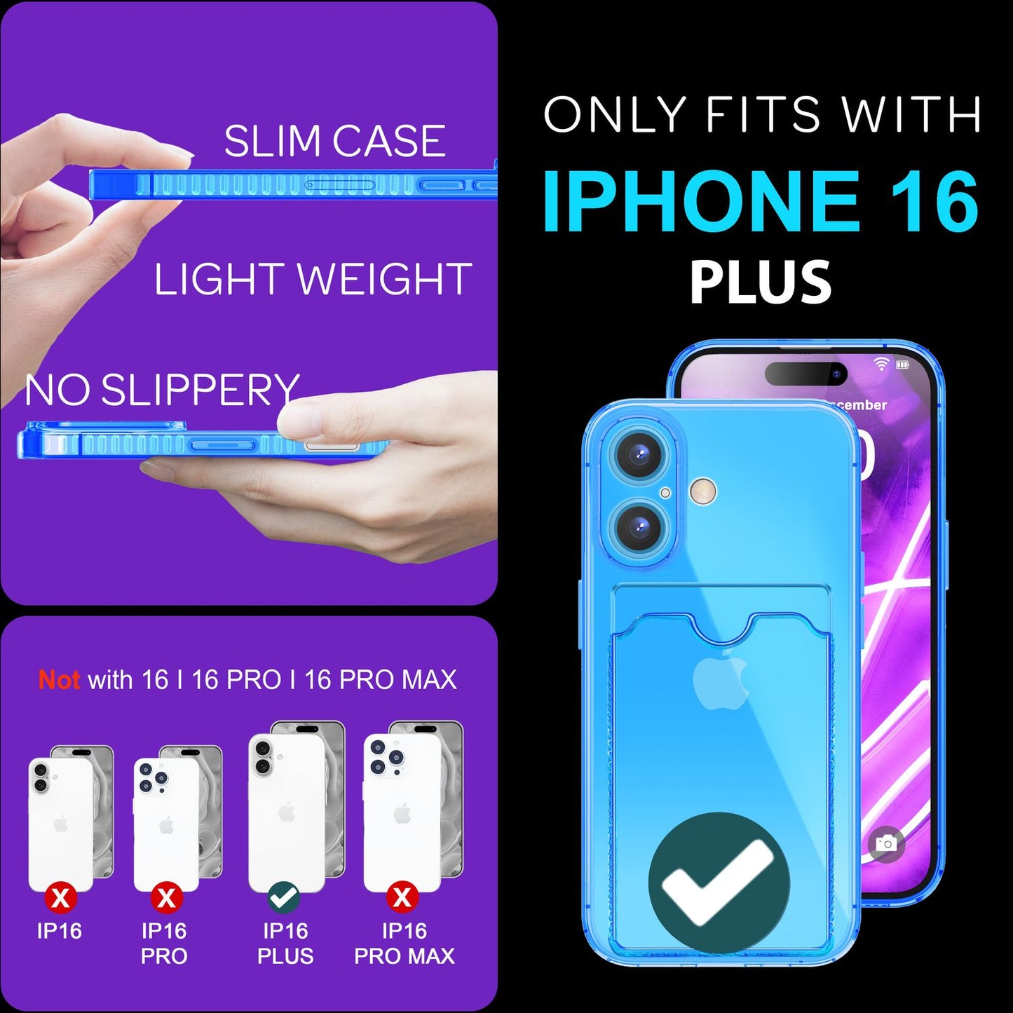 NALIA IPhone 16 Plus Hülle Kartenhalter - 2 Karten Silikon