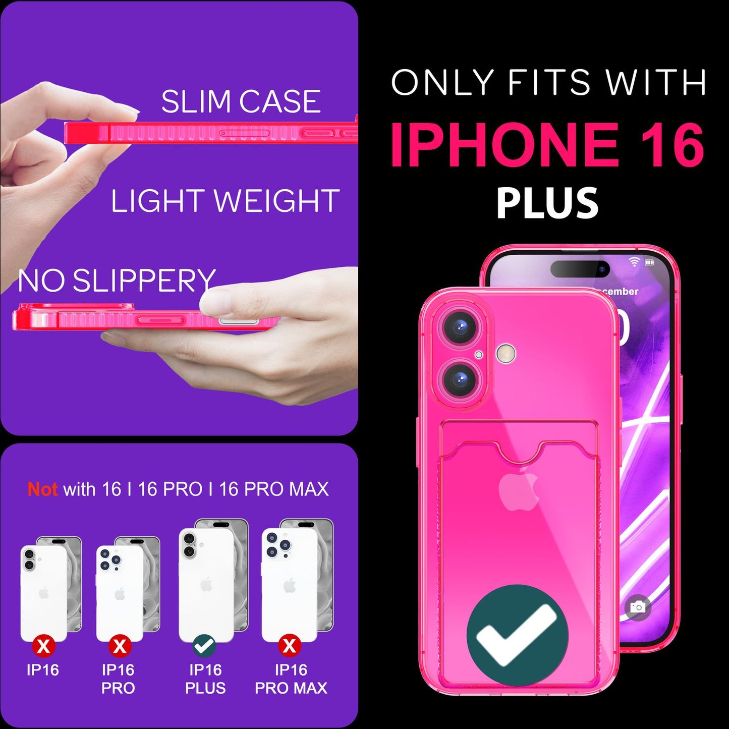 NALIA IPhone 16 Plus Hülle Kartenhalter - 2 Karten Silikon