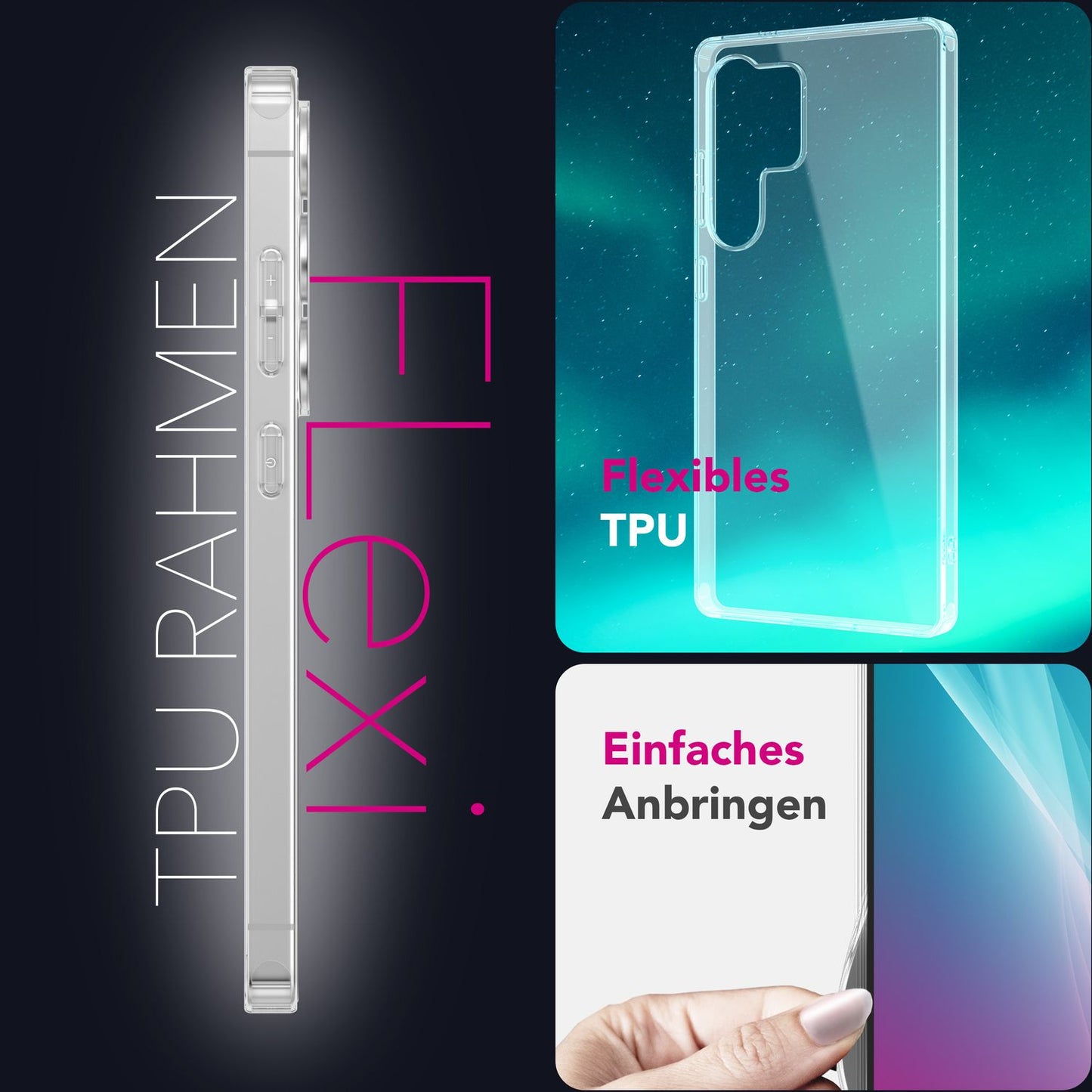 Carcasă NALIA AirFlex, transparentă, TPU, cu efect anti-îngălbenire - grosime 0,4 mm, potrivire perfectă, compatibilă cu Galaxy S25 Ultra