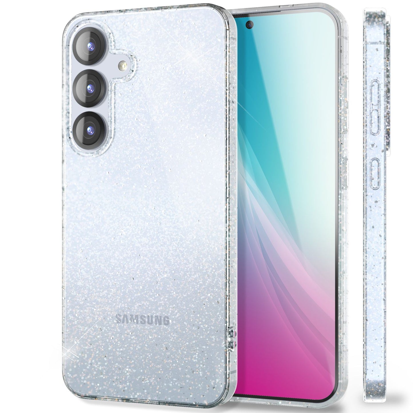 Husa NALIA Dazzlin pentru Galaxy S25 cu sclipici și diamant - Potrivire perfectă, silicon, anti-îngălbenire