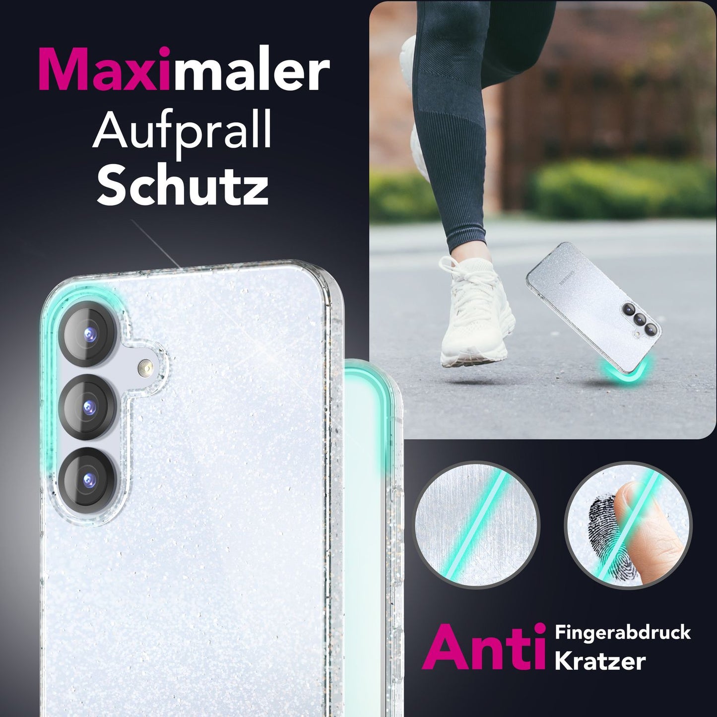 Husa NALIA Dazzlin pentru Galaxy S25 cu sclipici și diamant - Potrivire perfectă, silicon, anti-îngălbenire