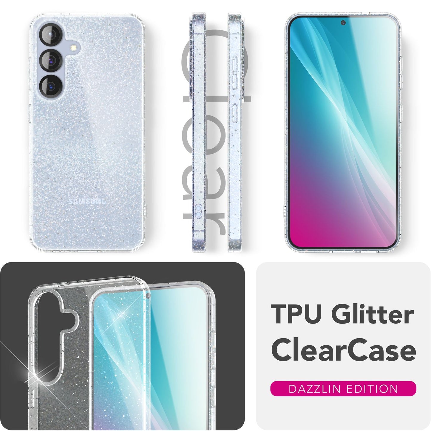 Husa NALIA Dazzlin pentru Galaxy S25 cu sclipici și diamant - Potrivire perfectă, silicon, anti-îngălbenire