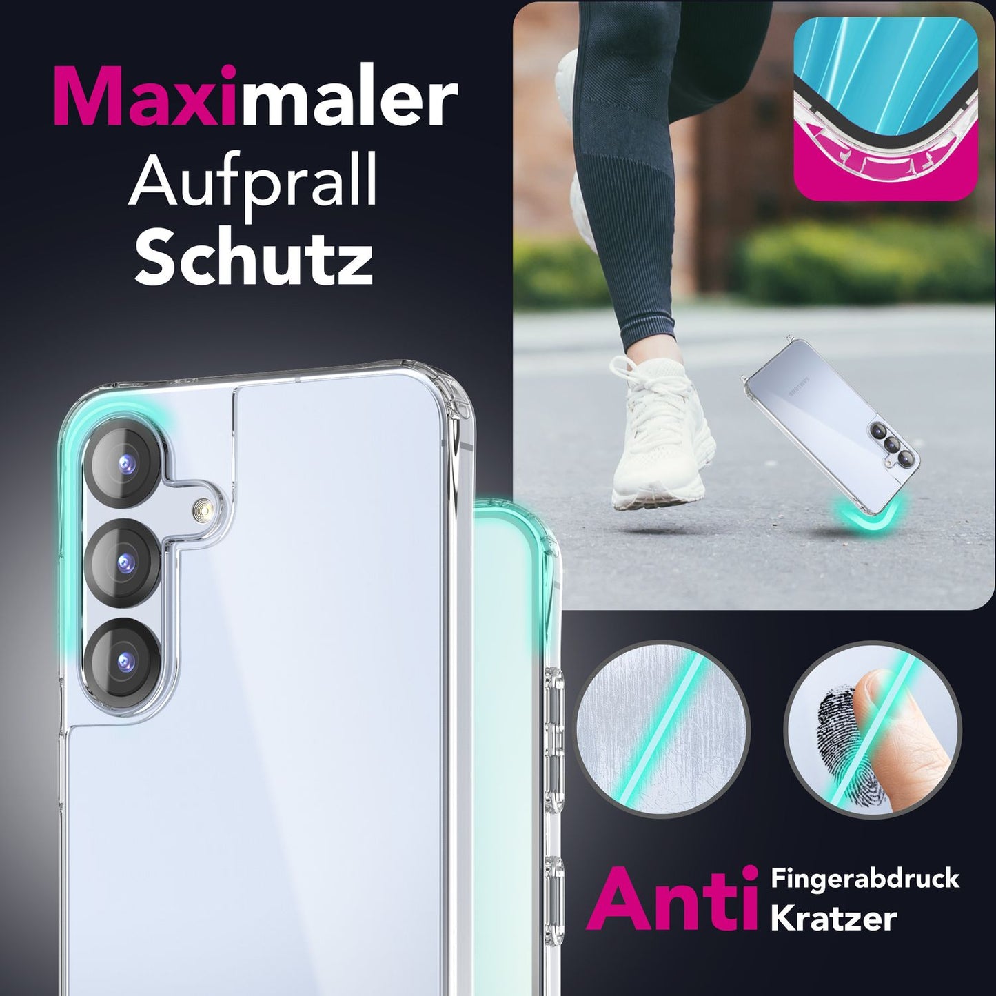 NALIA Hangit für Samsung Galaxy S25 Hülle, Klare Handyhülle mit Band, Transparente Verstellbare Umhängehülle, Crossbody Cover, Harte Schutzhülle mit Kette