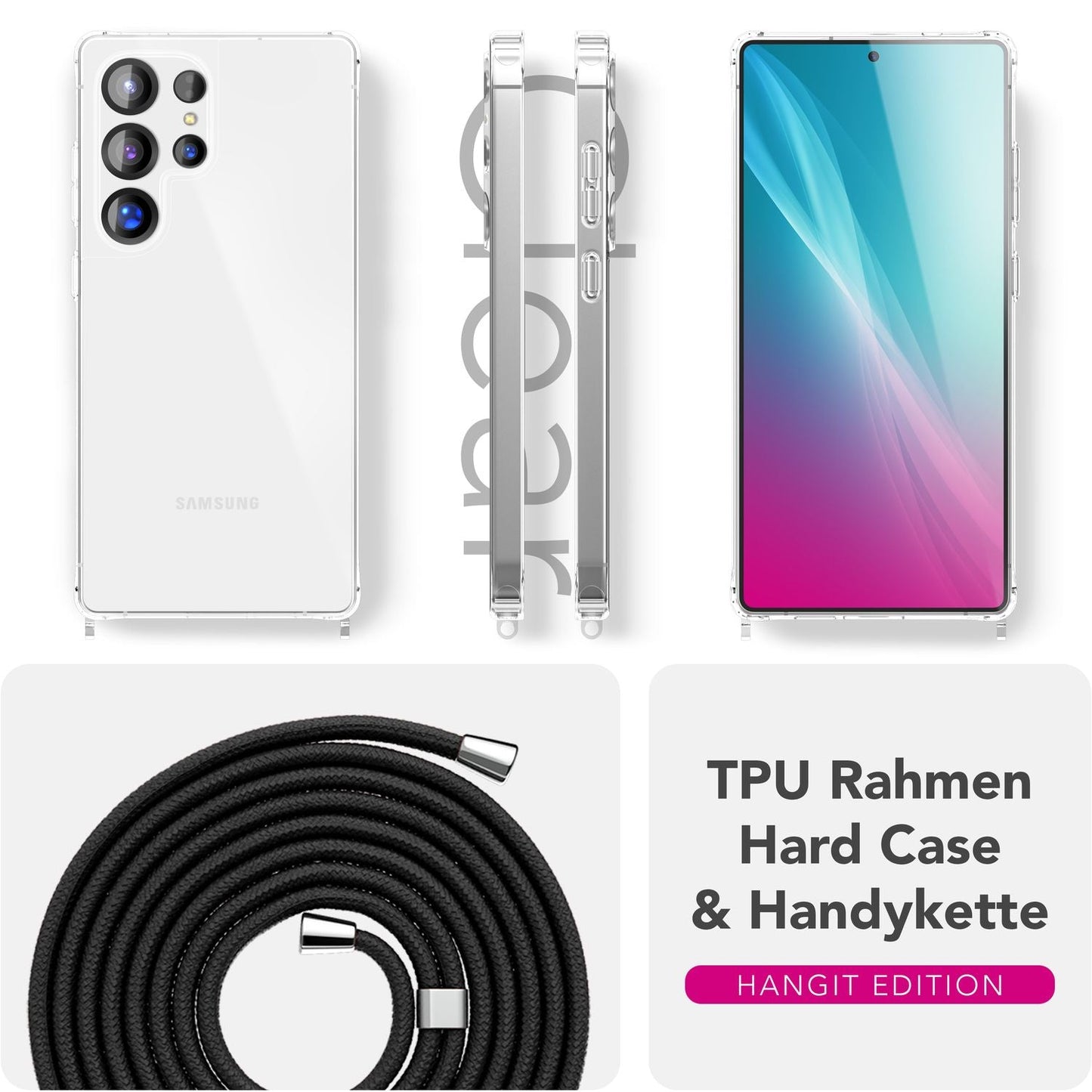 NALIA Hangit Verstellbare Crossbody Hülle - Kapazität 1 Smartphone, Länge Verstellbar, Kompatibel Galaxy S25 Ultra