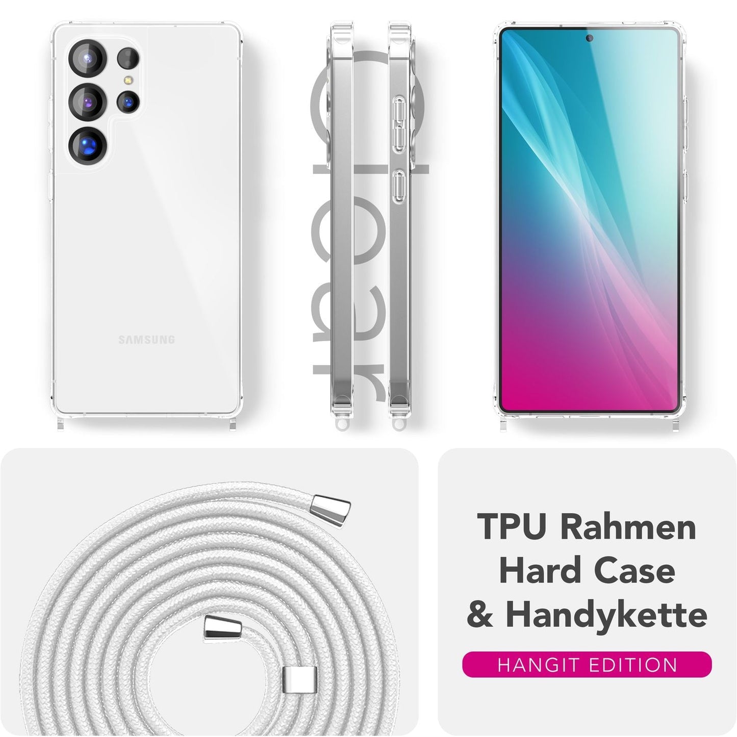 NALIA Hangit Verstellbare Crossbody Hülle - Kapazität 1 Smartphone, Länge Verstellbar, Kompatibel Galaxy S25 Ultra