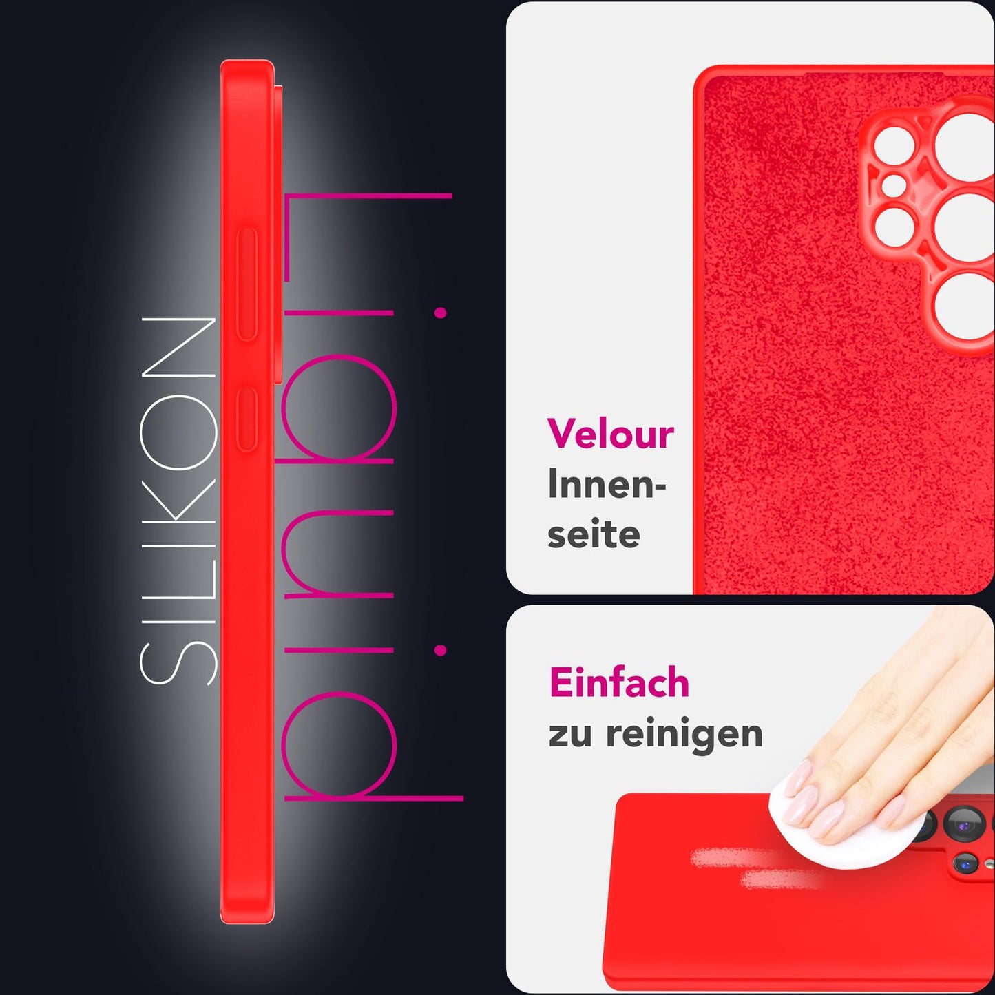 NALIA Phoenix für Samsung Galaxy S25 Ultra Hülle, Abwischbare Samt-Weiche Flüssigsilikon Handyhülle, Mikrofaser-Innenfutter, Dünne Rutschfeste Silikon Schutzhülle