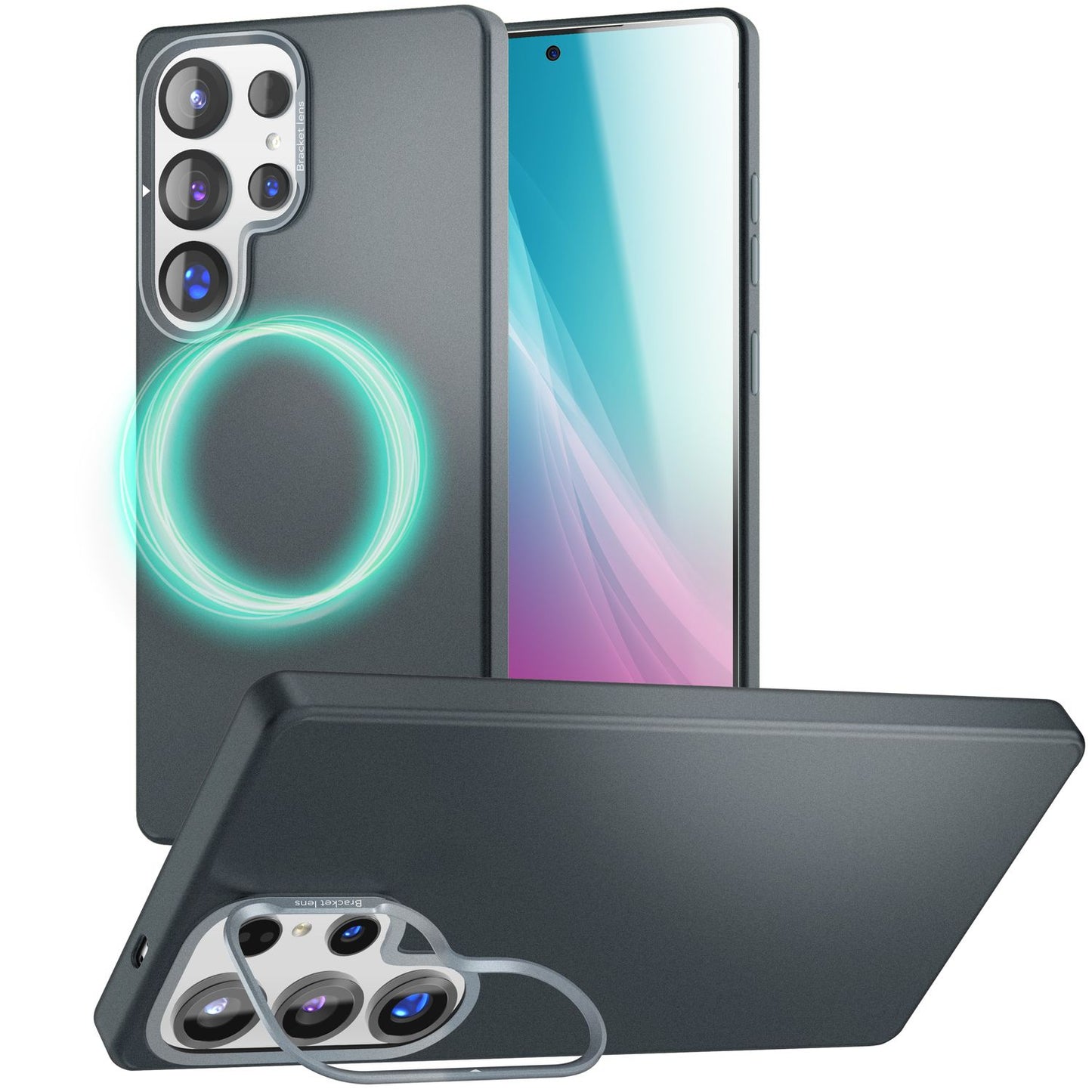 NALIA Overland für Samsung Galaxy S25 Ultra Hülle für MagSafe, Schlankes Hardcase mit Verstecktem Magnet-Ring, Klappbarer Kamera-Ständer, Ultra Dünne Matte Handyhülle