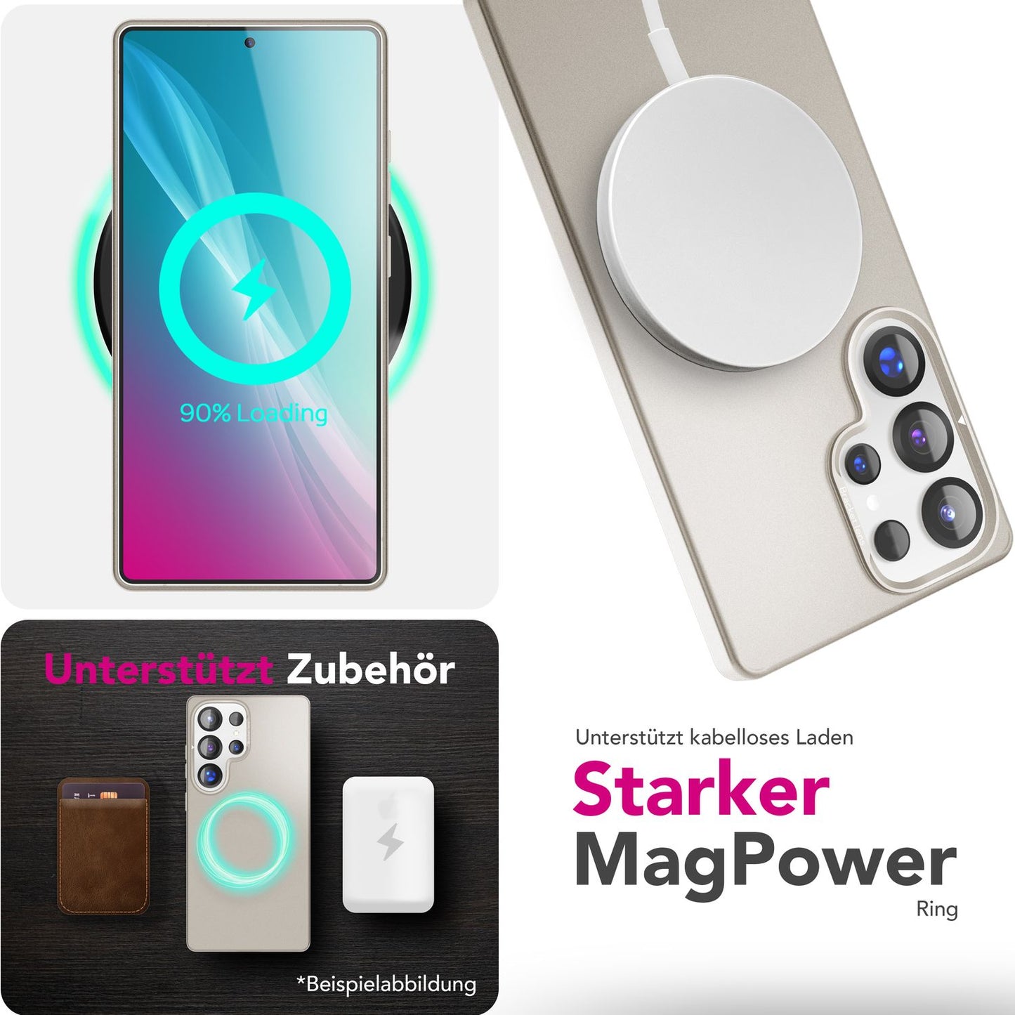 NALIA Overland für Samsung Galaxy S25 Ultra Hülle für MagSafe, Schlankes Hardcase mit Verstecktem Magnet-Ring, Klappbarer Kamera-Ständer, Ultra Dünne Matte Handyhülle