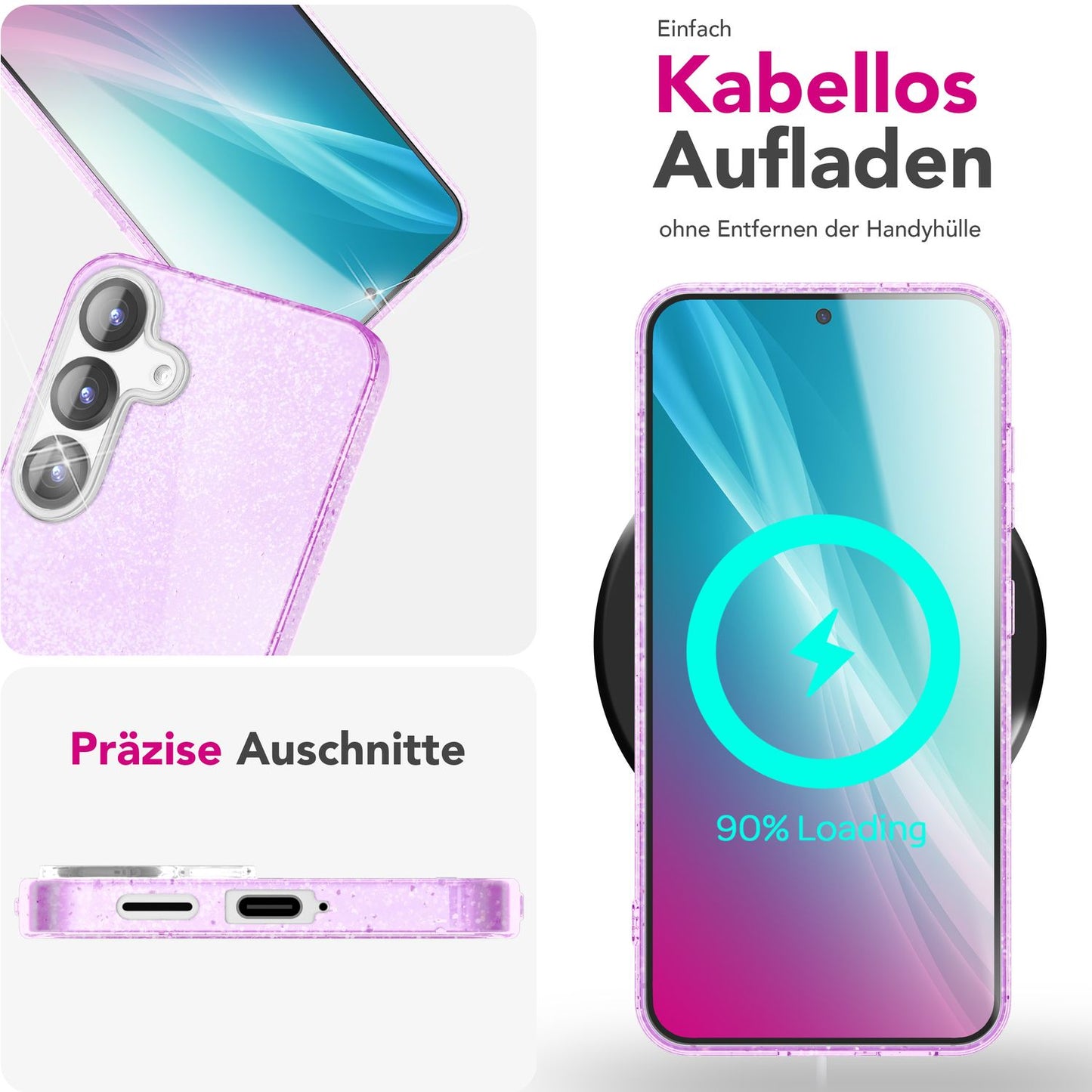 Etui NALIA ShinePop z brokatem diamentowym - Pojemność: N/D Moc: N/D Rozmiar: 6,7 cala