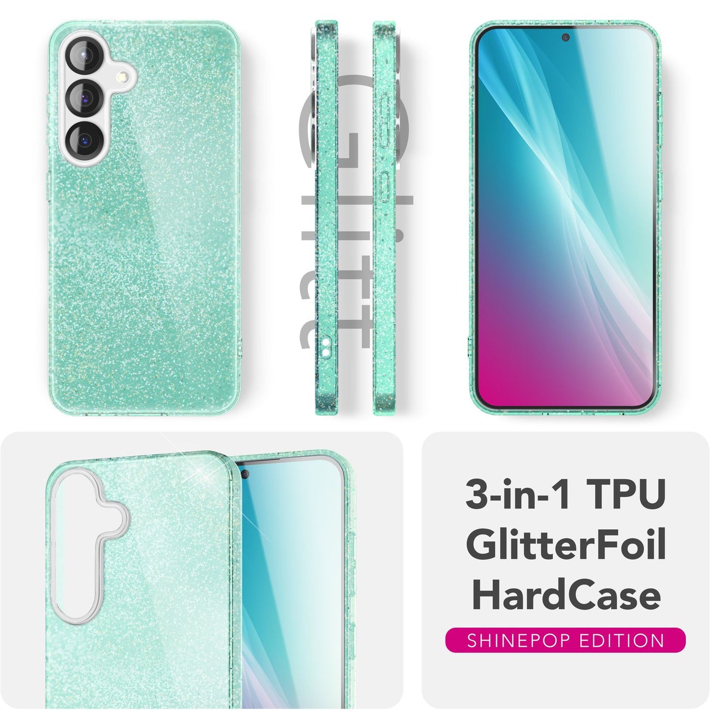Etui NALIA ShinePop z brokatem diamentowym - Pojemność: N/D Moc: N/D Rozmiar: 6,7 cala