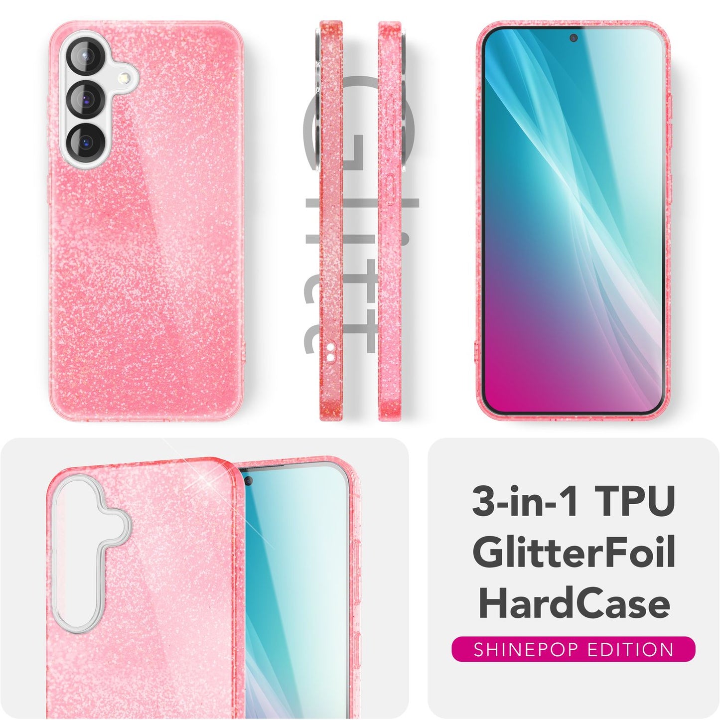 Etui NALIA ShinePop z brokatem diamentowym - Pojemność: N/D Moc: N/D Rozmiar: 6,7 cala