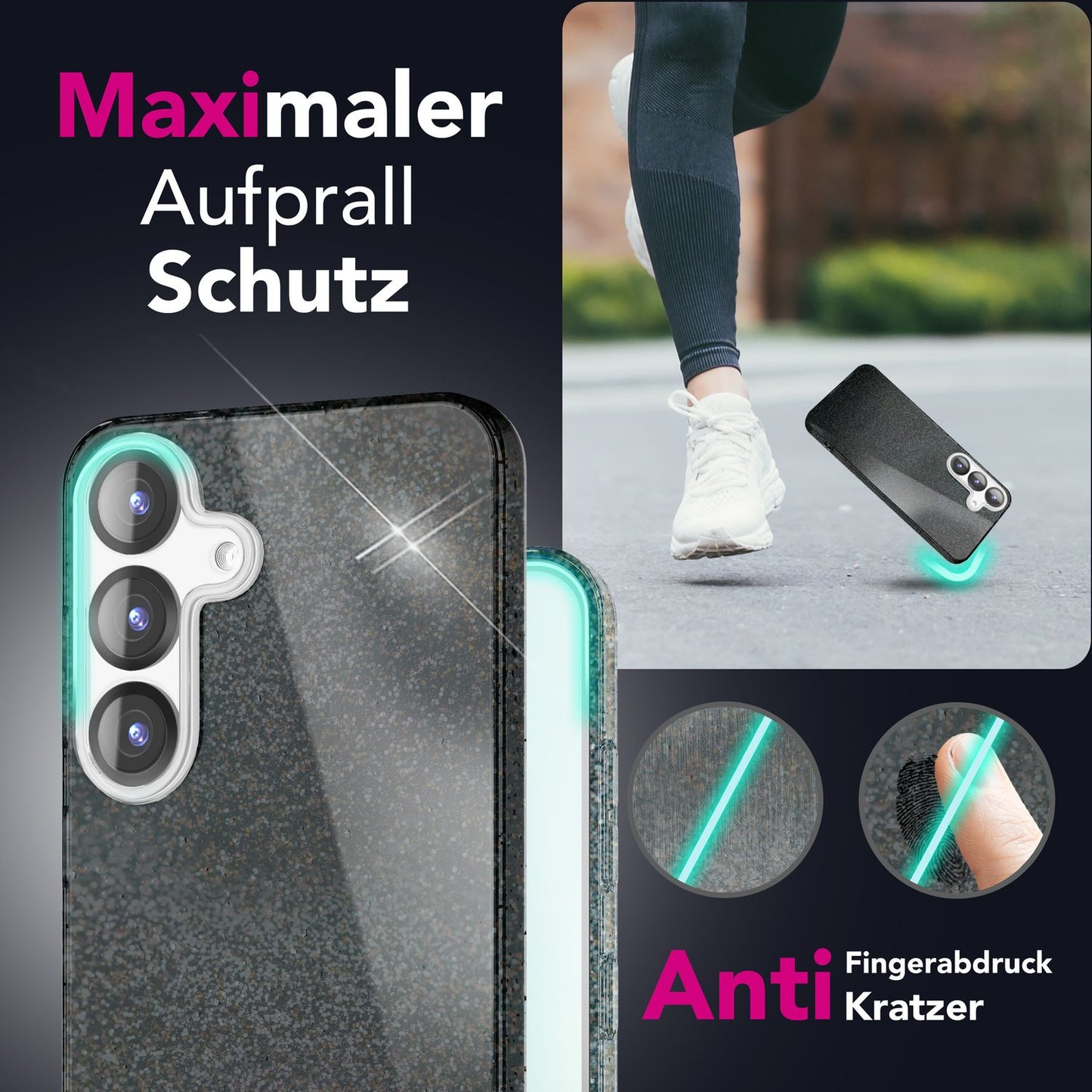 Etui NALIA ShinePop z brokatem diamentowym - Pojemność: N/D Moc: N/D Rozmiar: 6,7 cala