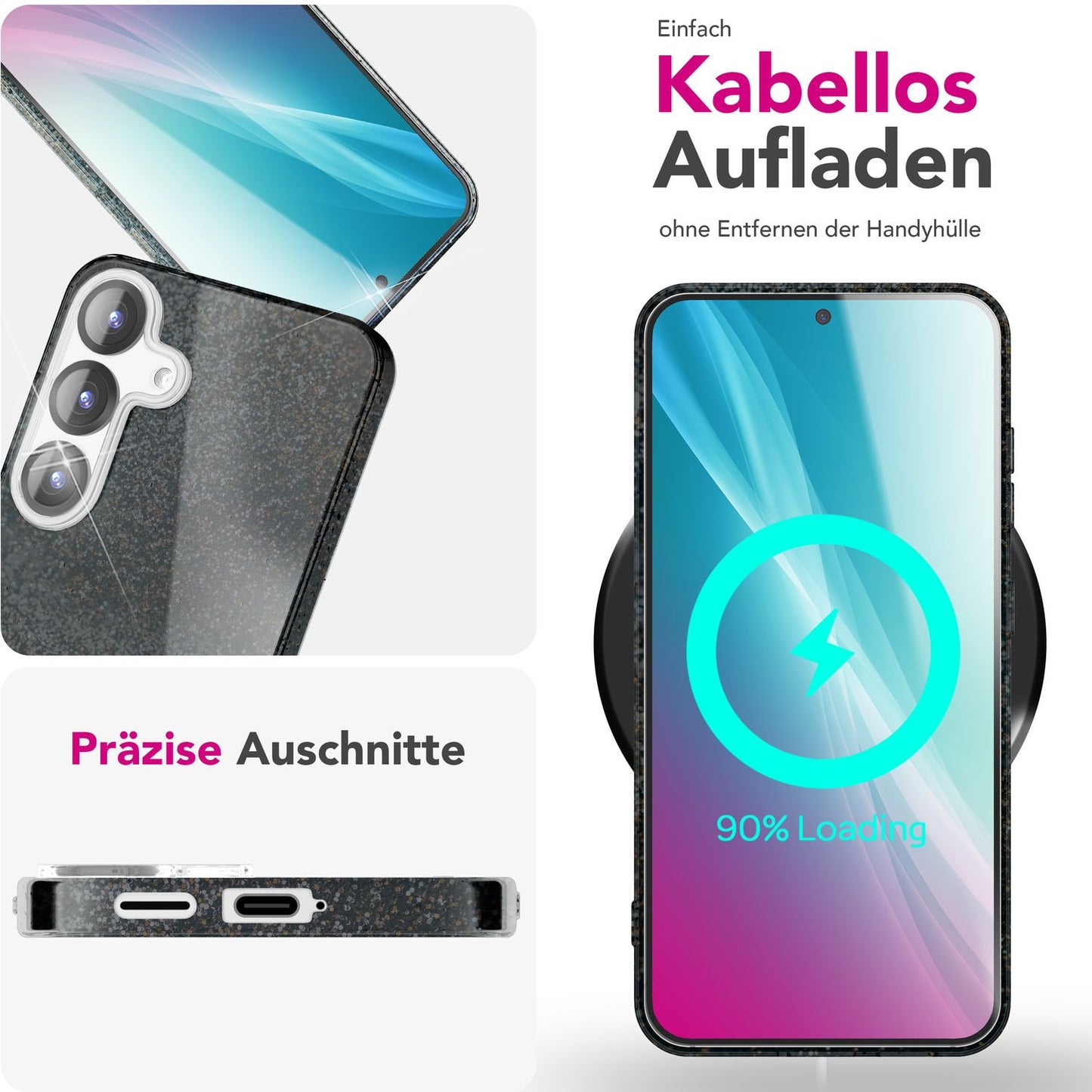 Etui NALIA ShinePop z brokatem diamentowym - Pojemność: N/D Moc: N/D Rozmiar: 6,7 cala