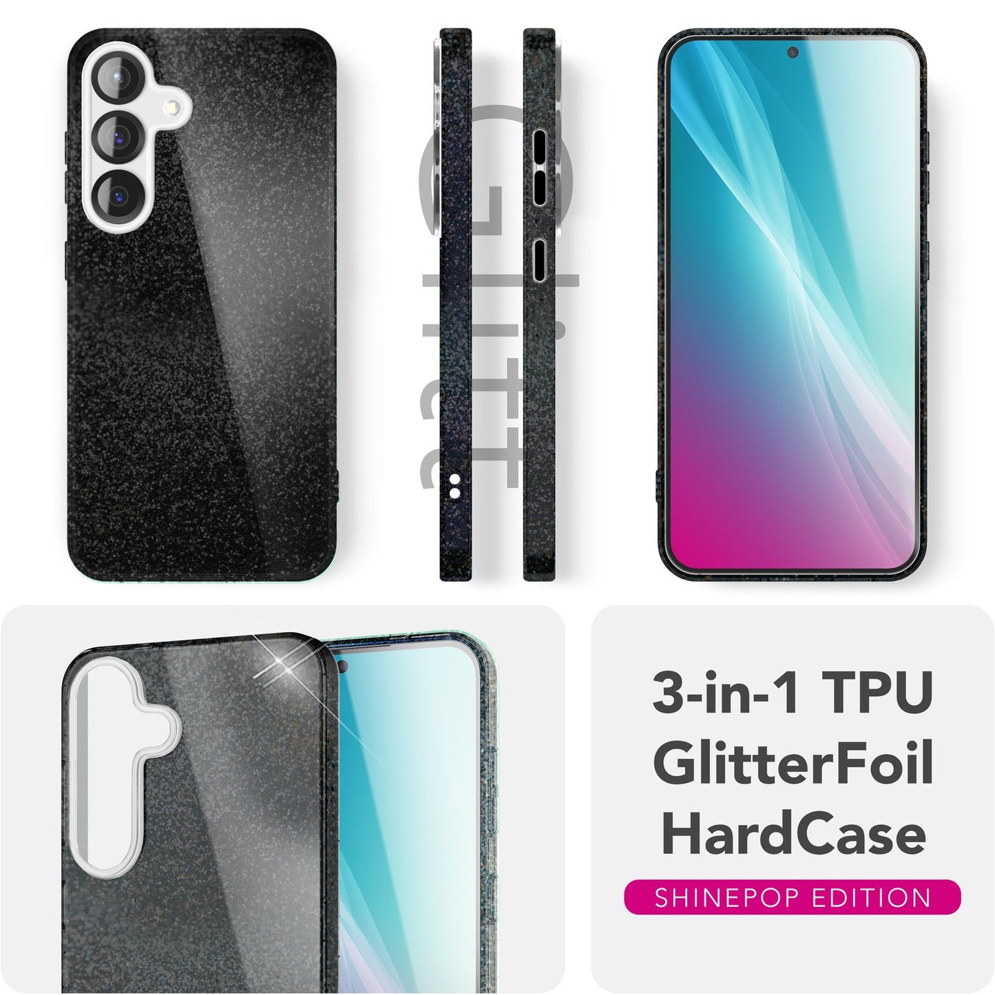 Etui NALIA ShinePop z brokatem diamentowym - Pojemność: N/D Moc: N/D Rozmiar: 6,7 cala