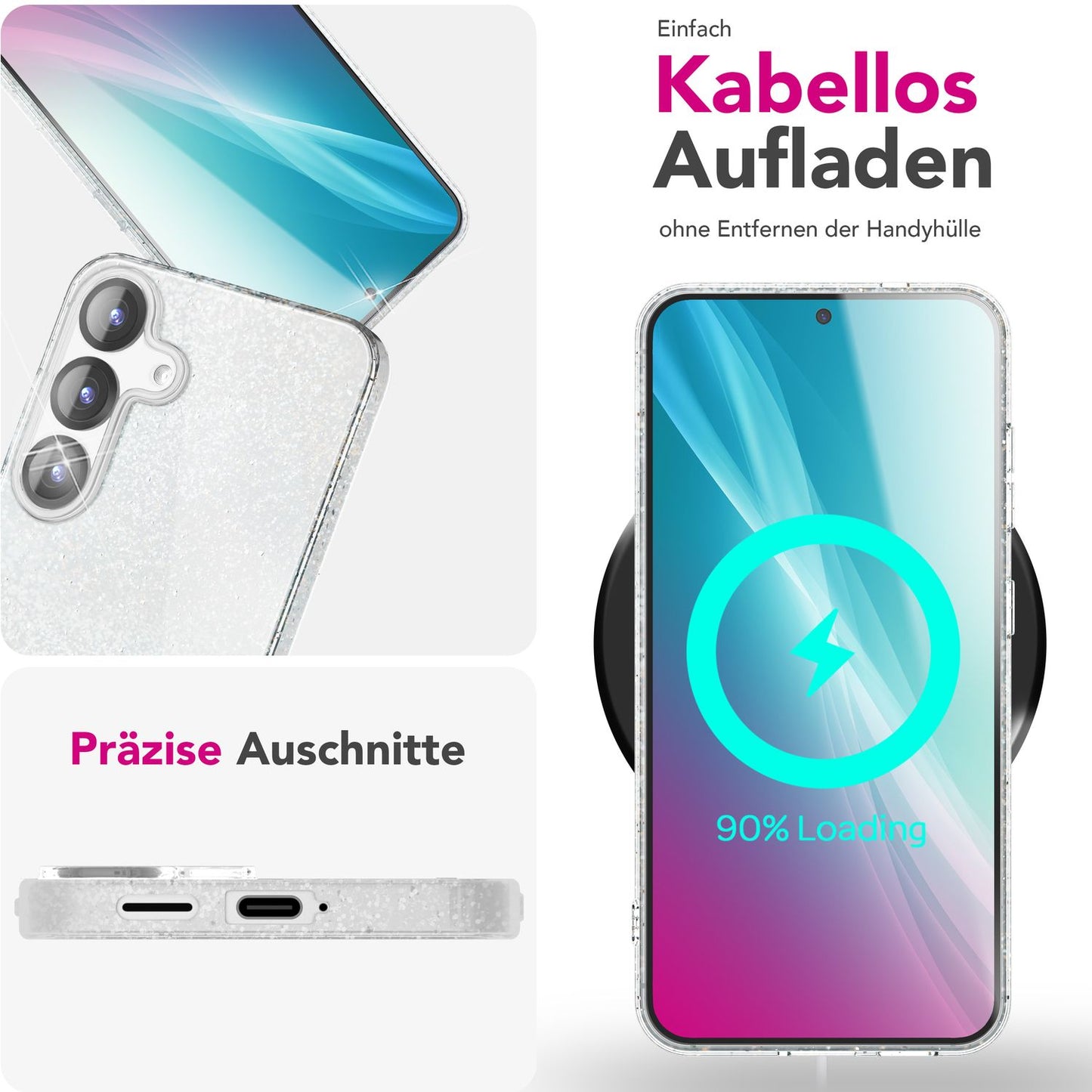 Etui NALIA ShinePop z brokatem diamentowym - Pojemność: N/D Moc: N/D Rozmiar: 6,7 cala