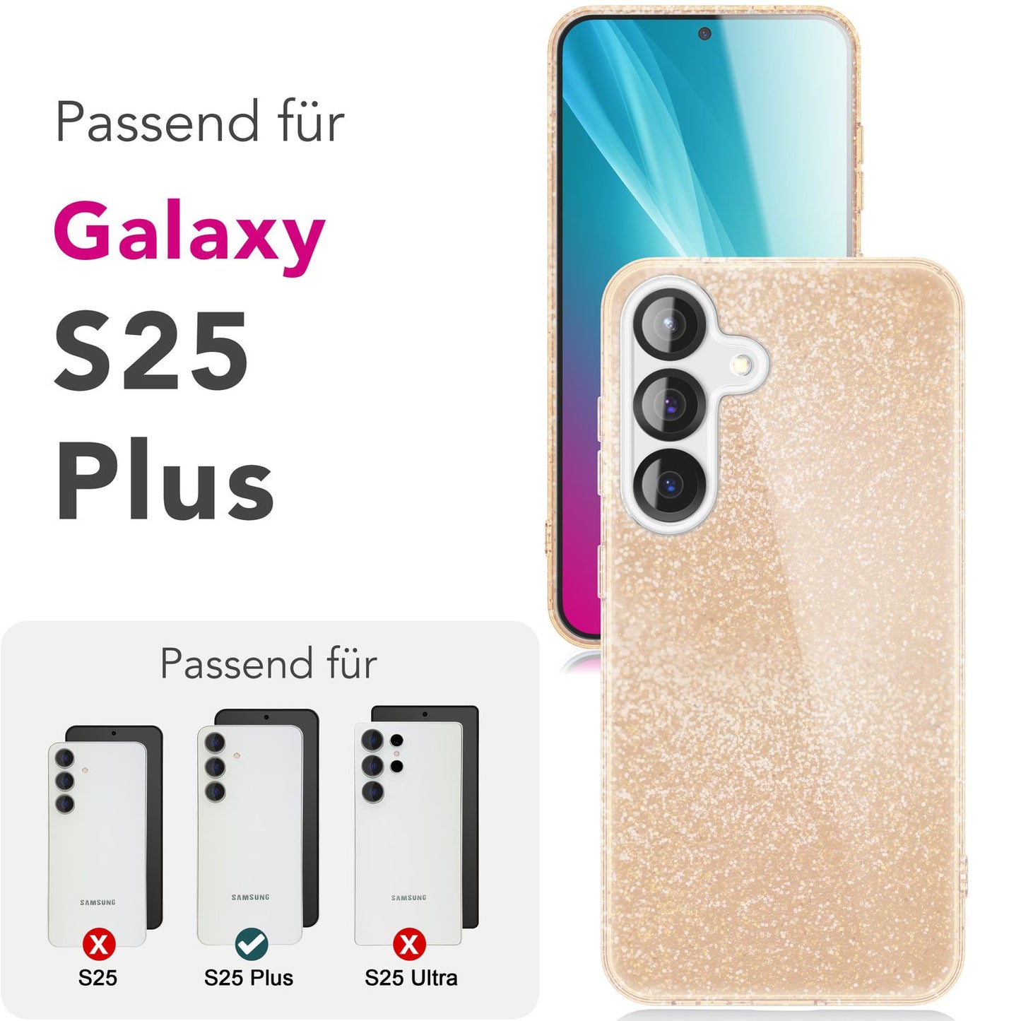 NALIA ShinePop für Samsung Galaxy S25 Plus Hülle, Schillernde Diamant Pailletten Glitzerhülle, Glänzende Robuste Silikon Schutzhülle, Brillante Glitzer Handyhülle