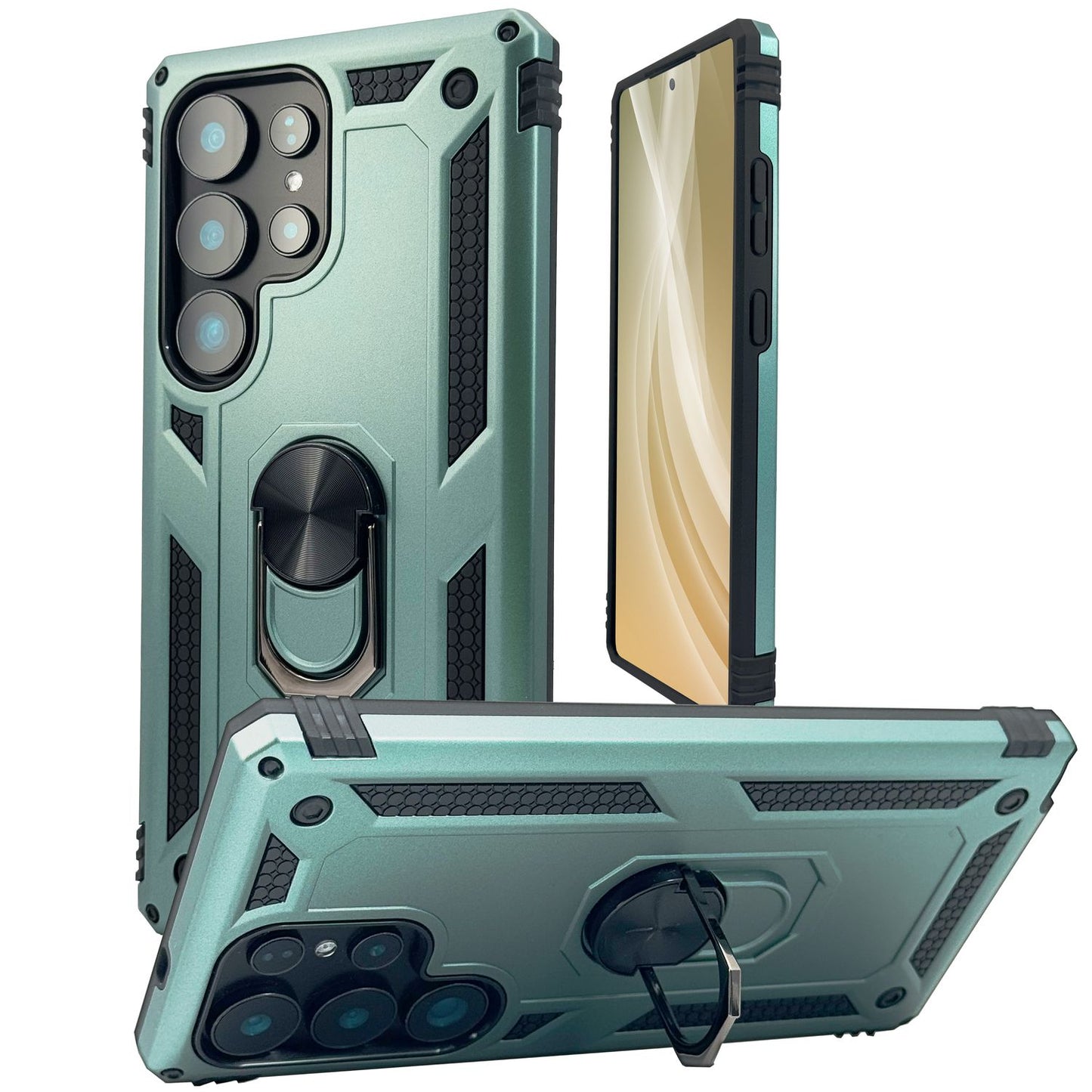 NALIA RingDefend für Samsung Galaxy S25 Ultra Hülle, Schockfeste Military Style Ringhülle, Kickstand Panzerhülle, 360° Rotierbarer Ring für Ständer und Finger-Halter