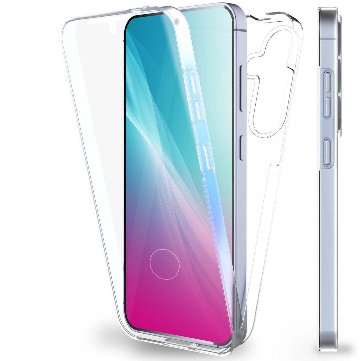 NALIA 360Guard für Samsung Galaxy S25 Plus Hülle, Transparente 360° Full-Body Schutzhülle, Anti-Gelb Effekt, Stabile Rückseite mit Frontfolie, Beidseitige Vollschutz Klarsichthülle