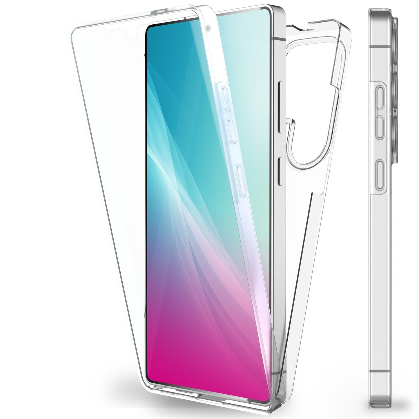 NALIA 360Guard Transparente 360° Schutzhülle - Größe Passend Galaxy S25 Ultra Hülle Dicke 1,5 mm Gewicht Ca 28 g