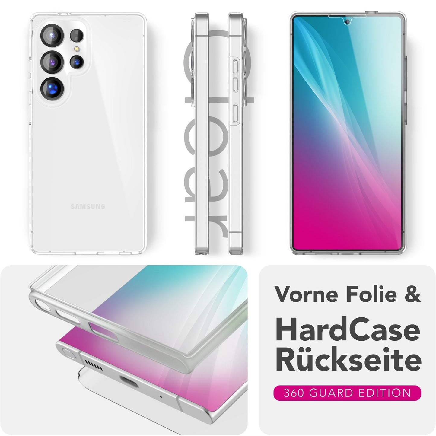 NALIA 360Guard Transparente 360° Schutzhülle - Größe Passend Galaxy S25 Ultra Hülle Dicke 1,5 mm Gewicht Ca 28 g