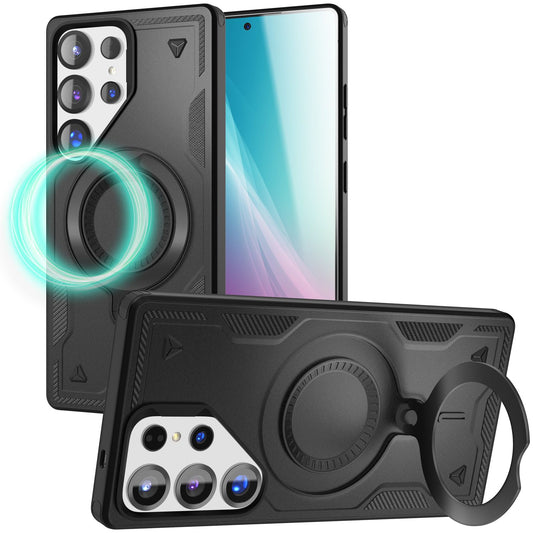 NALIA Stormguard für Samsung Galaxy S25 Ultra Hülle für MagSafe, Armor Military Ringhülle, Schlagfeste Fallschutz Handyhülle mit 360° drehbarem Ring für Standfunktion