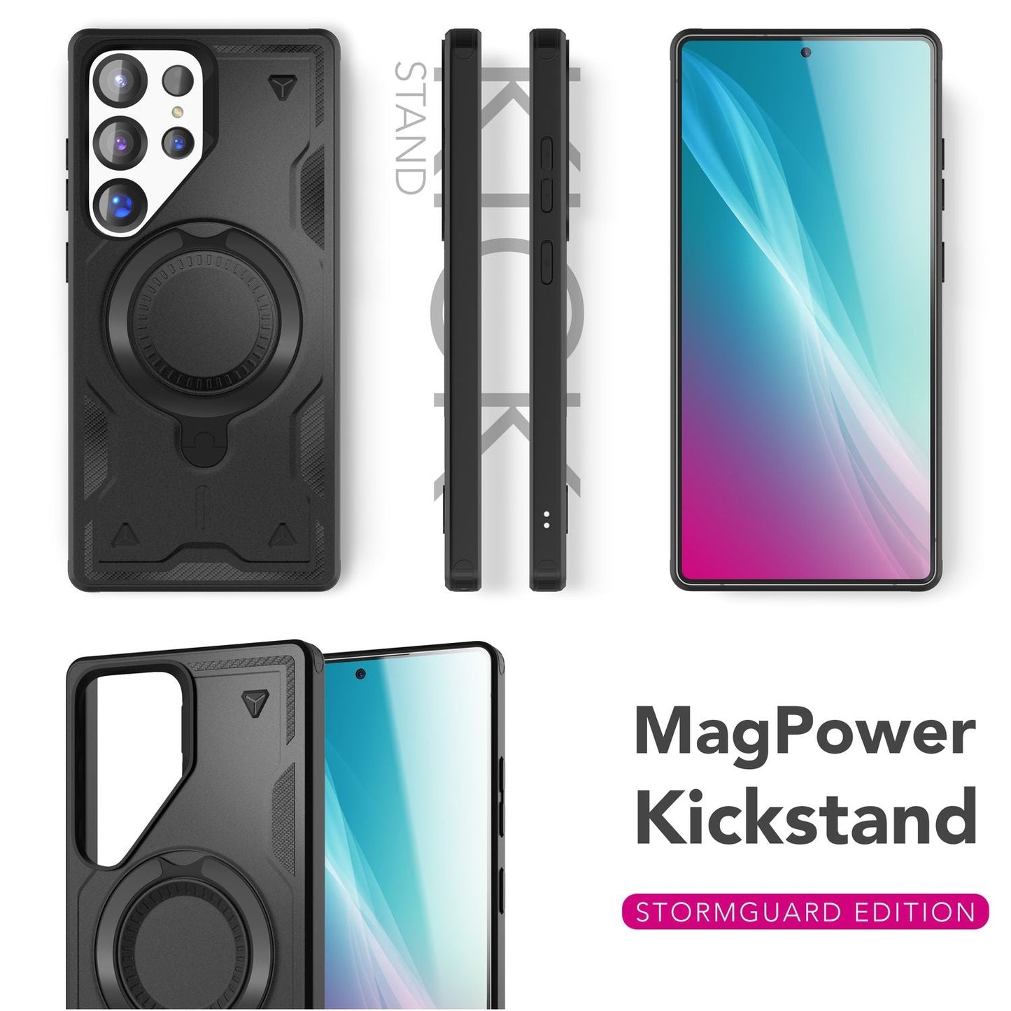 NALIA Stormguard für Samsung Galaxy S25 Ultra Hülle für MagSafe, Armor Military Ringhülle, Schlagfeste Fallschutz Handyhülle mit 360° drehbarem Ring für Standfunktion