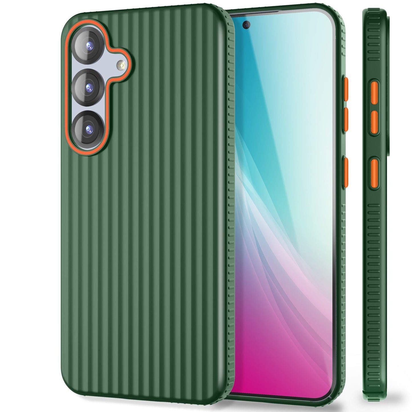 NALIA Nova für Samsung Galaxy S25 Hülle, Ultra-Dünne Harte Schutzhülle mit Wellenstruktur im Metall Look, Rutschfeste Handyhülle mit Fingerabdruck-Resistenz