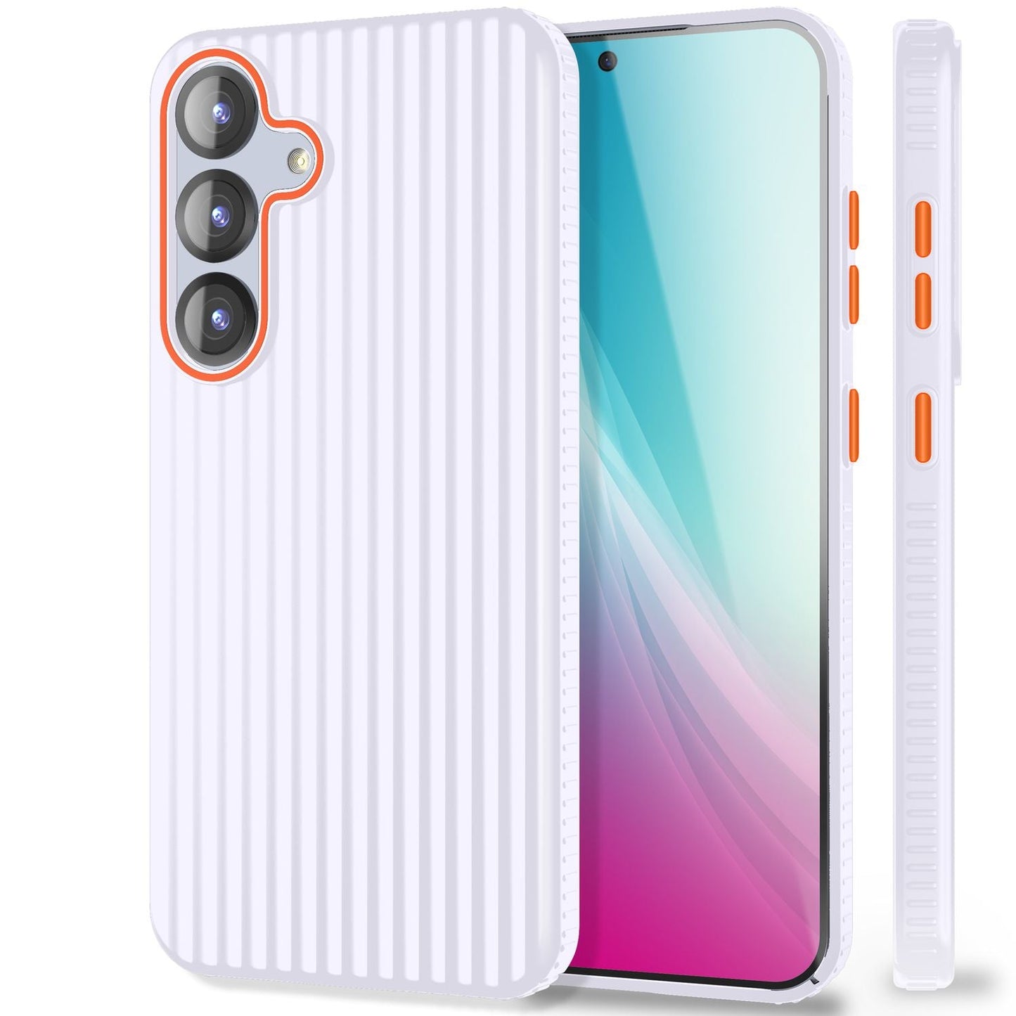 NALIA Nova für Samsung Galaxy S25 Hülle, Ultra-Dünne Harte Schutzhülle mit Wellenstruktur im Metall Look, Rutschfeste Handyhülle mit Fingerabdruck-Resistenz