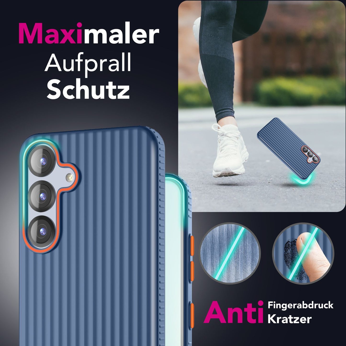 NALIA Nova für Samsung Galaxy S25 Hülle, Ultra-Dünne Harte Schutzhülle mit Wellenstruktur im Metall Look, Rutschfeste Handyhülle mit Fingerabdruck-Resistenz