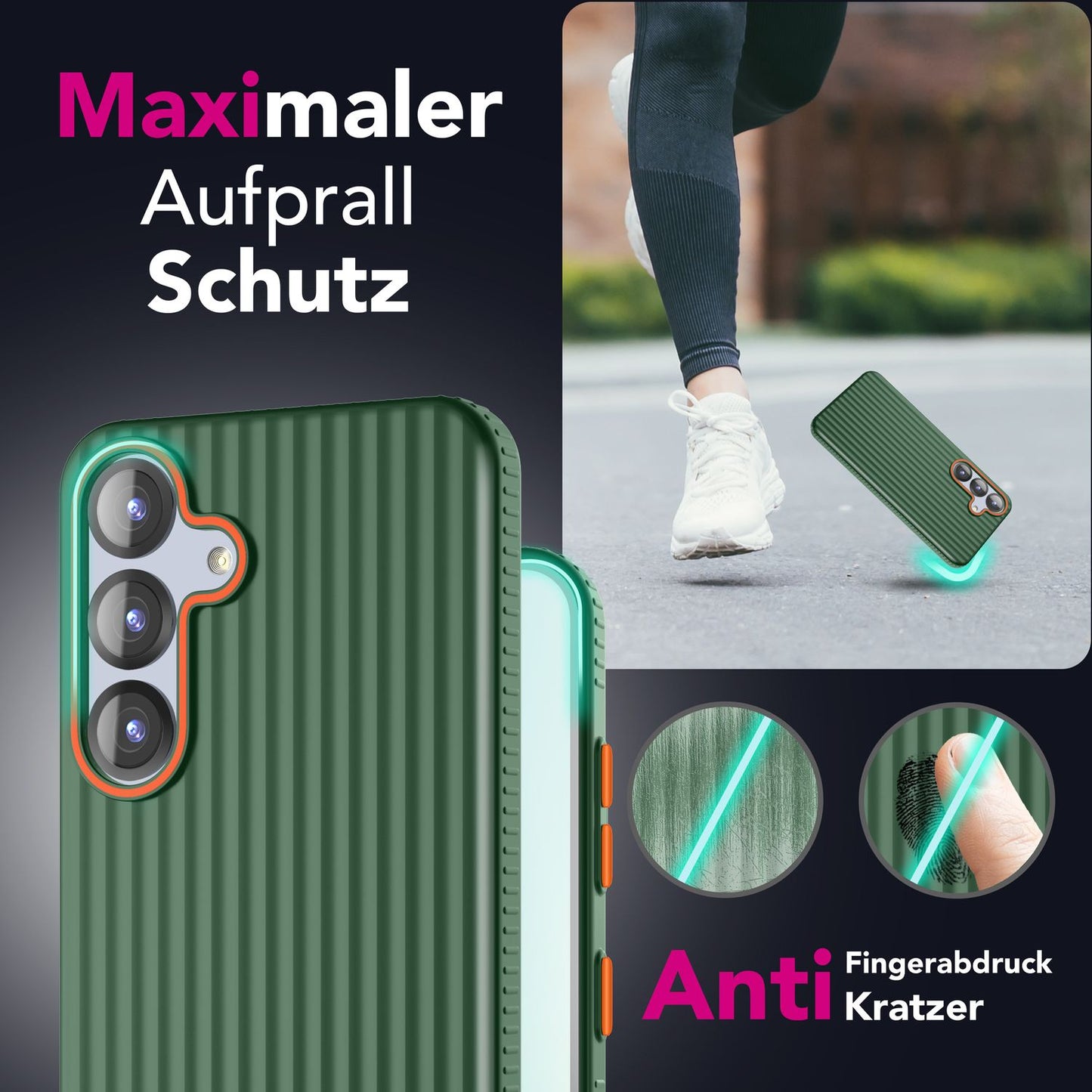 NALIA Nova für Samsung Galaxy S25 Hülle, Ultra-Dünne Harte Schutzhülle mit Wellenstruktur im Metall Look, Rutschfeste Handyhülle mit Fingerabdruck-Resistenz
