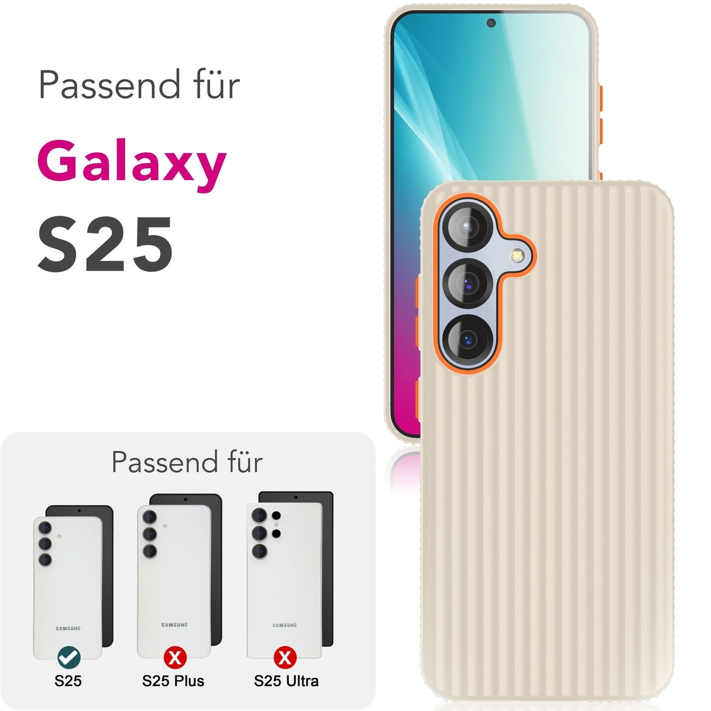 NALIA Nova für Samsung Galaxy S25 Hülle, Ultra-Dünne Harte Schutzhülle mit Wellenstruktur im Metall Look, Rutschfeste Handyhülle mit Fingerabdruck-Resistenz