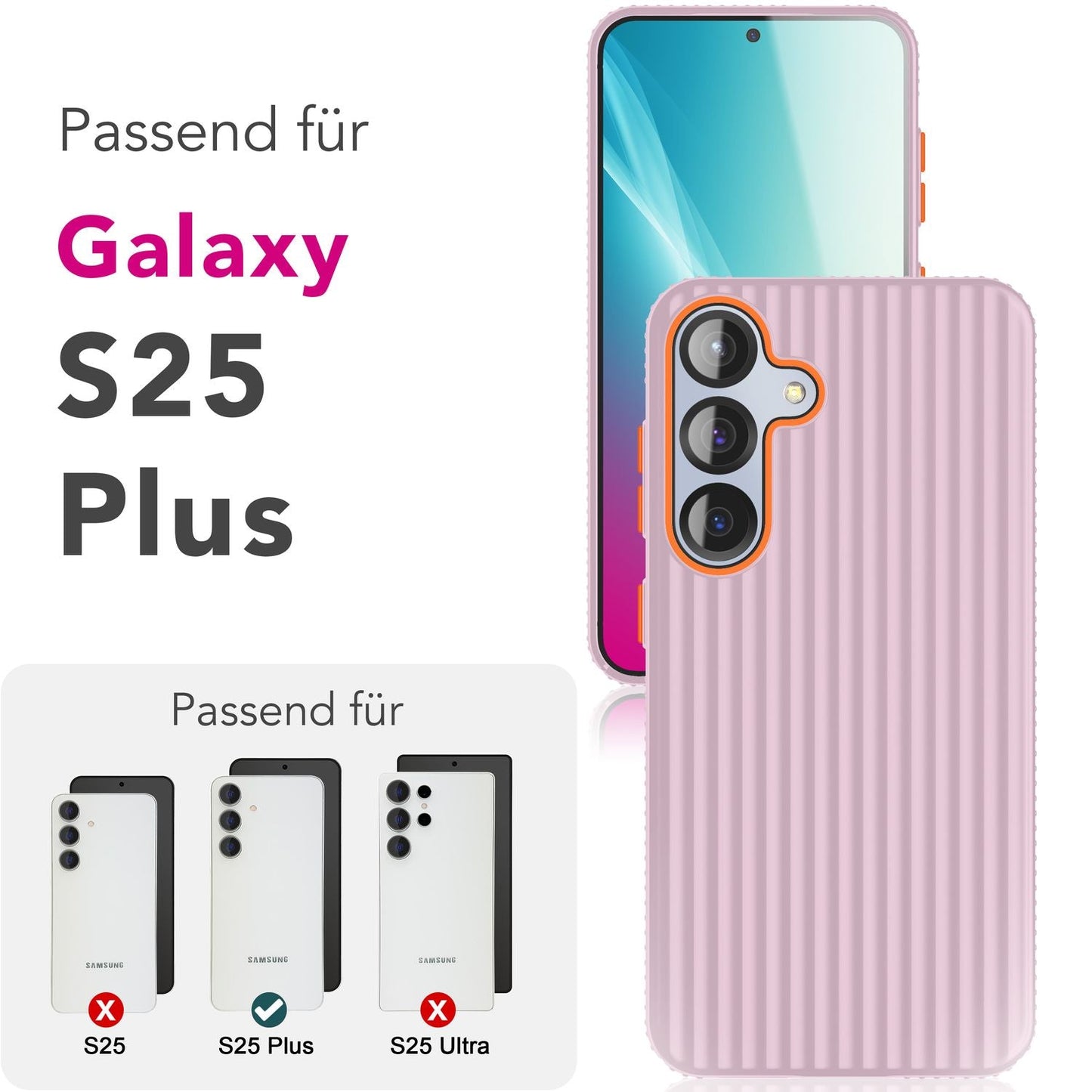 NALIA Nova für Samsung Galaxy S25 Hülle, Ultra-Dünne Harte Schutzhülle mit Wellenstruktur im Metall Look, Rutschfeste Handyhülle mit Fingerabdruck-Resistenz