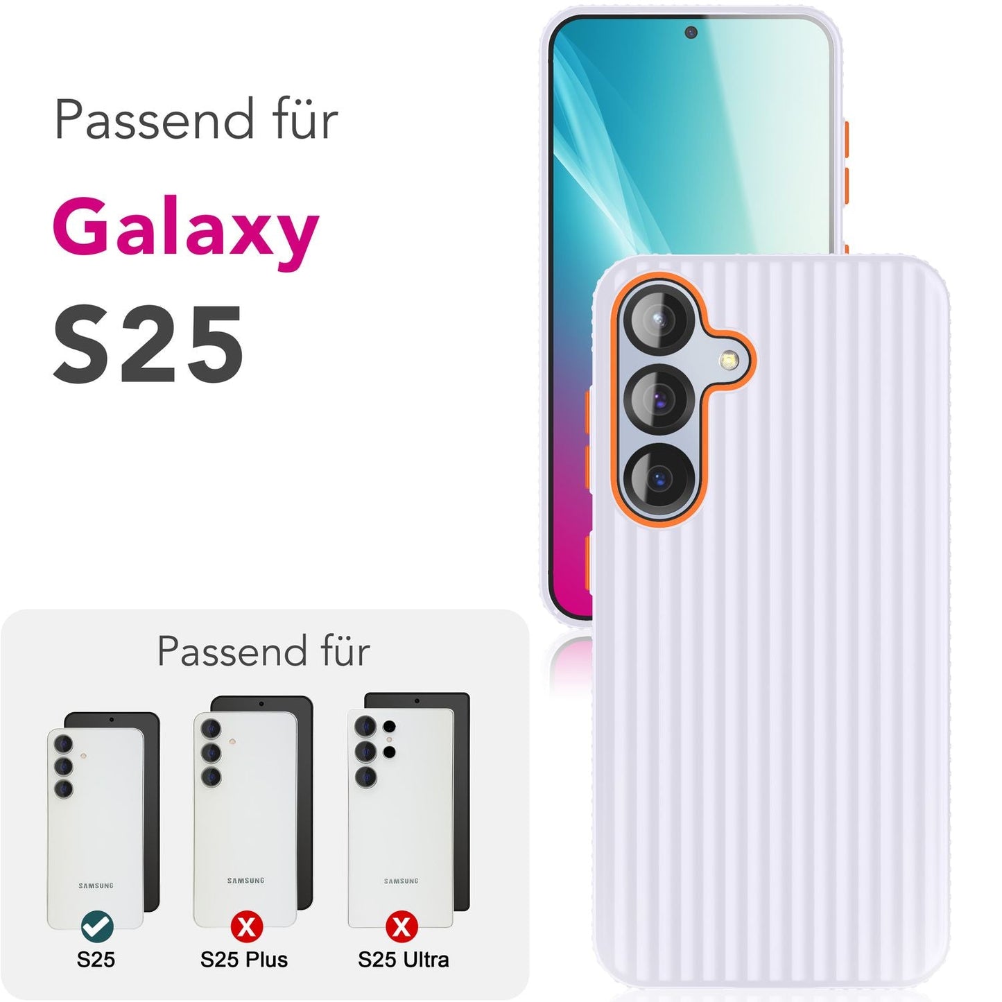 NALIA Nova für Samsung Galaxy S25 Hülle, Ultra-Dünne Harte Schutzhülle mit Wellenstruktur im Metall Look, Rutschfeste Handyhülle mit Fingerabdruck-Resistenz