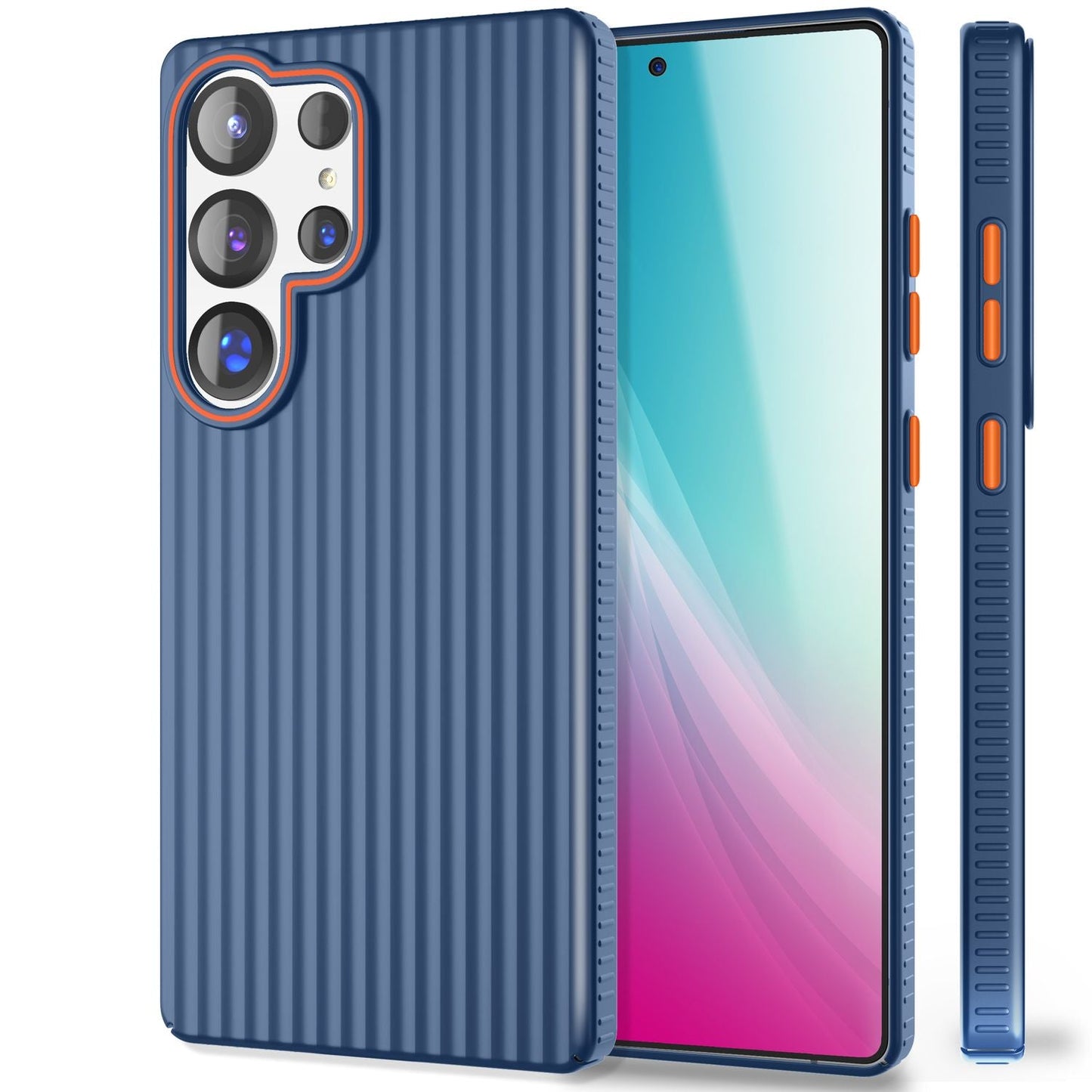 NALIA Nova für Samsung Galaxy S25 Ultra Hülle, Dünnes Hardcover in Metall Optik, mit Wellenstruktur Rillen Design, Rutschfeste Anti-Fingerabdruck Schutzhülle