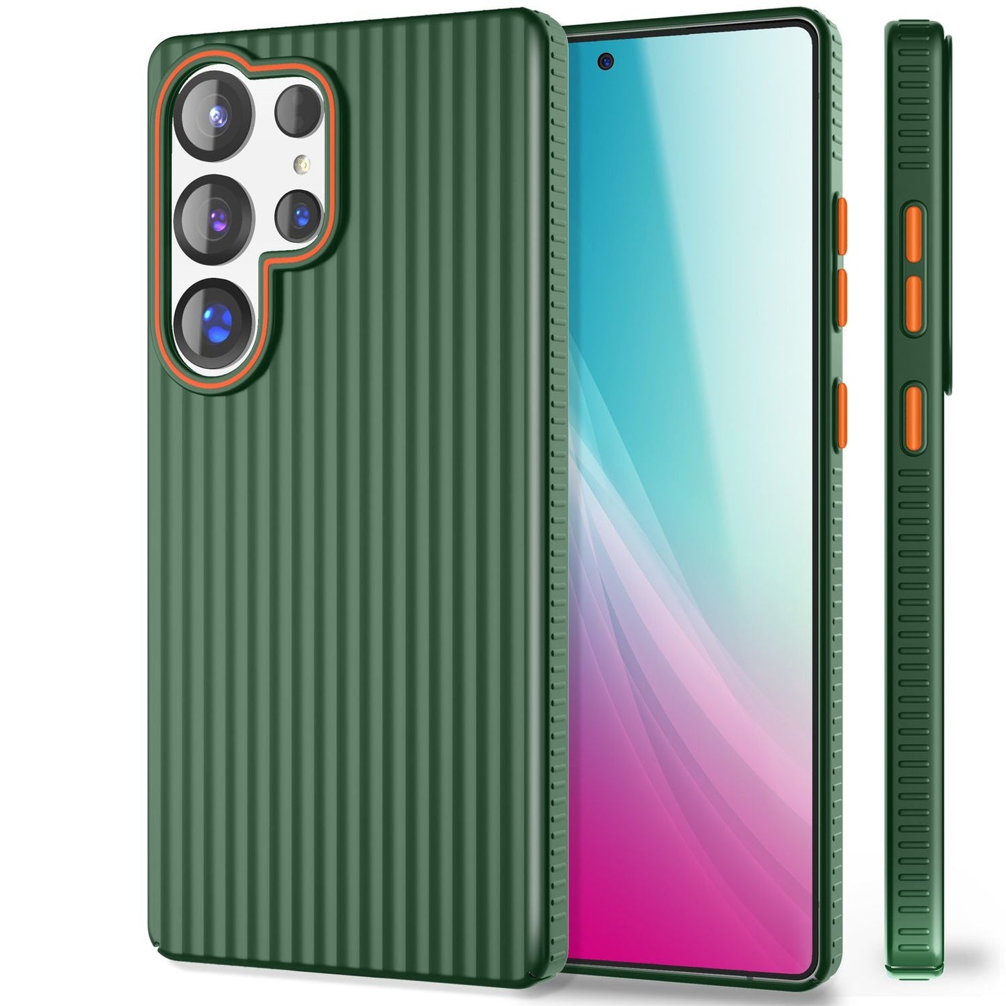 NALIA Nova für Samsung Galaxy S25 Ultra Hülle, Dünnes Hardcover in Metall Optik, mit Wellenstruktur Rillen Design, Rutschfeste Anti-Fingerabdruck Schutzhülle