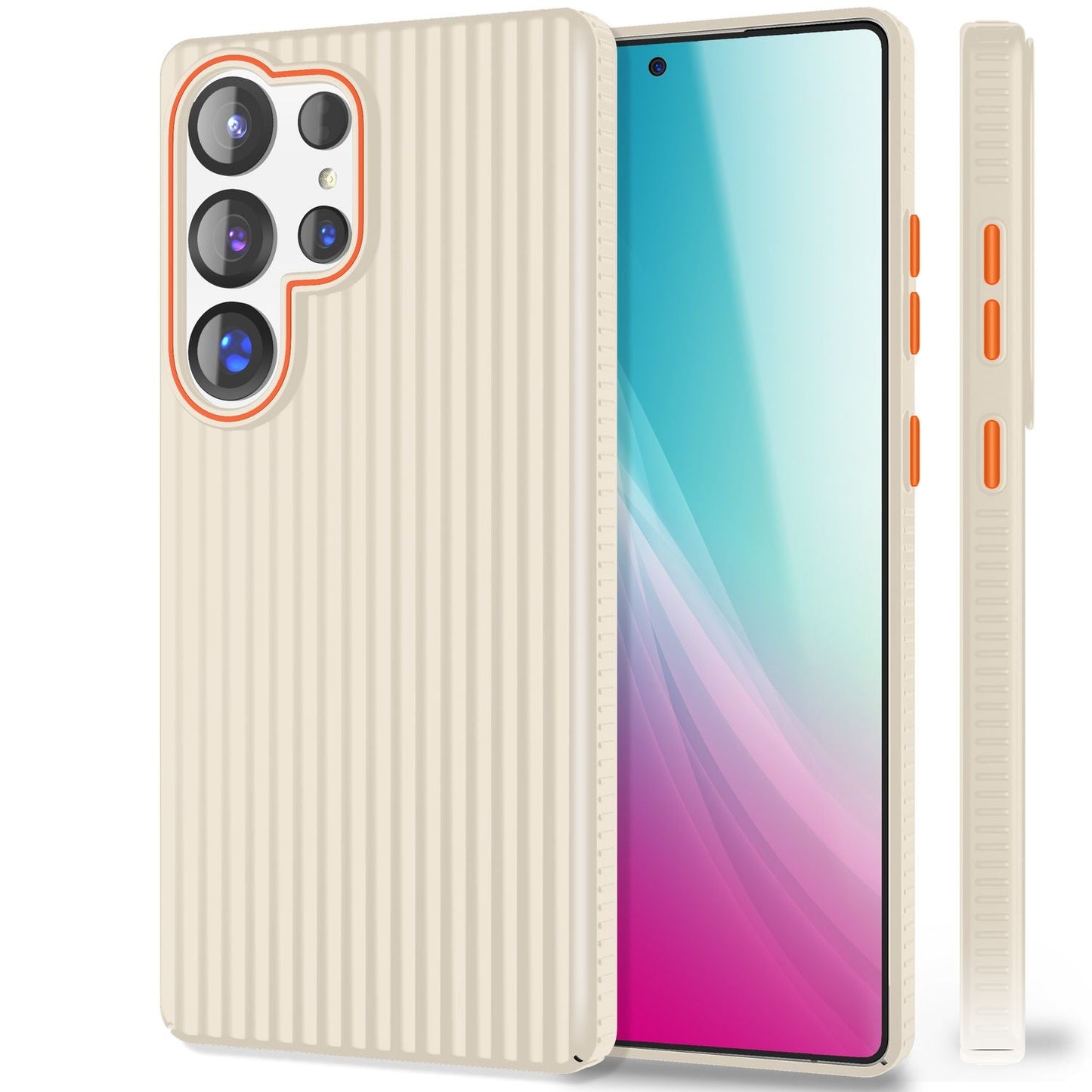 NALIA Nova für Samsung Galaxy S25 Ultra Hülle, Dünnes Hardcover in Metall Optik, mit Wellenstruktur Rillen Design, Rutschfeste Anti-Fingerabdruck Schutzhülle