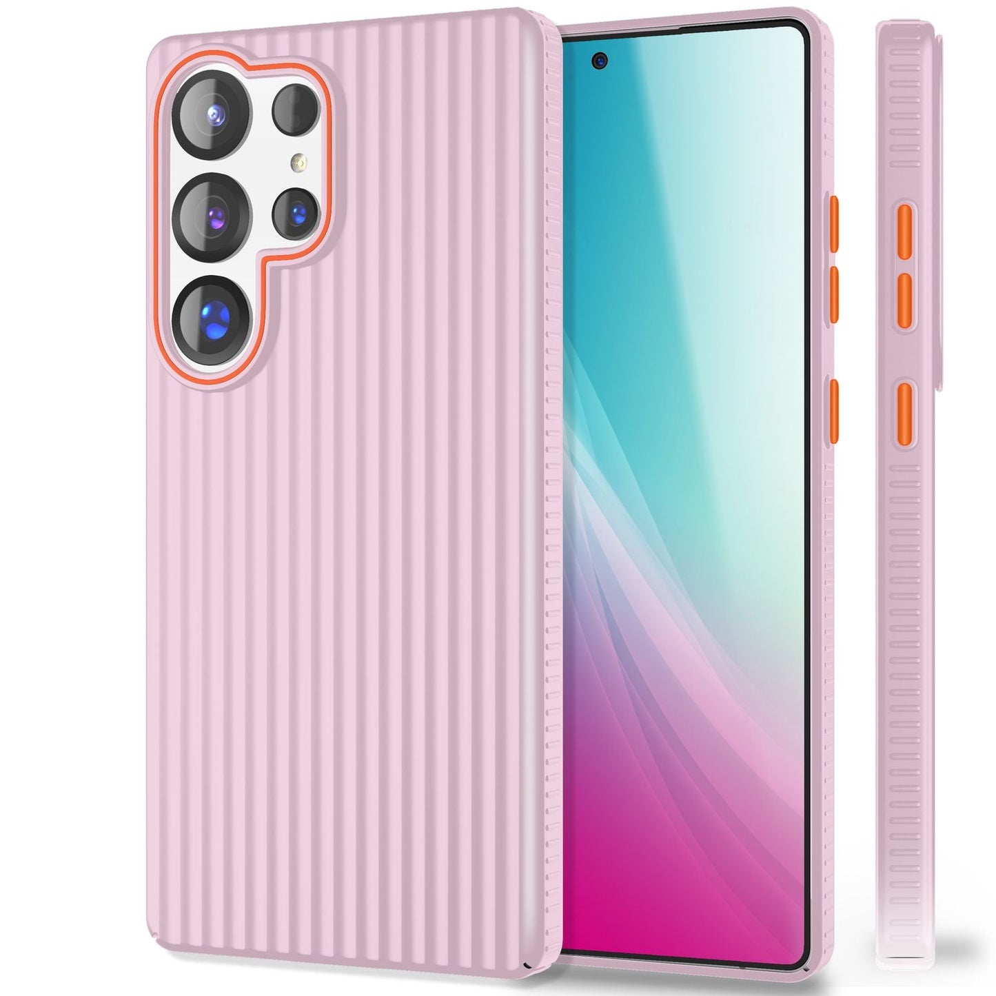 NALIA Nova für Samsung Galaxy S25 Ultra Hülle, Dünnes Hardcover in Metall Optik, mit Wellenstruktur Rillen Design, Rutschfeste Anti-Fingerabdruck Schutzhülle