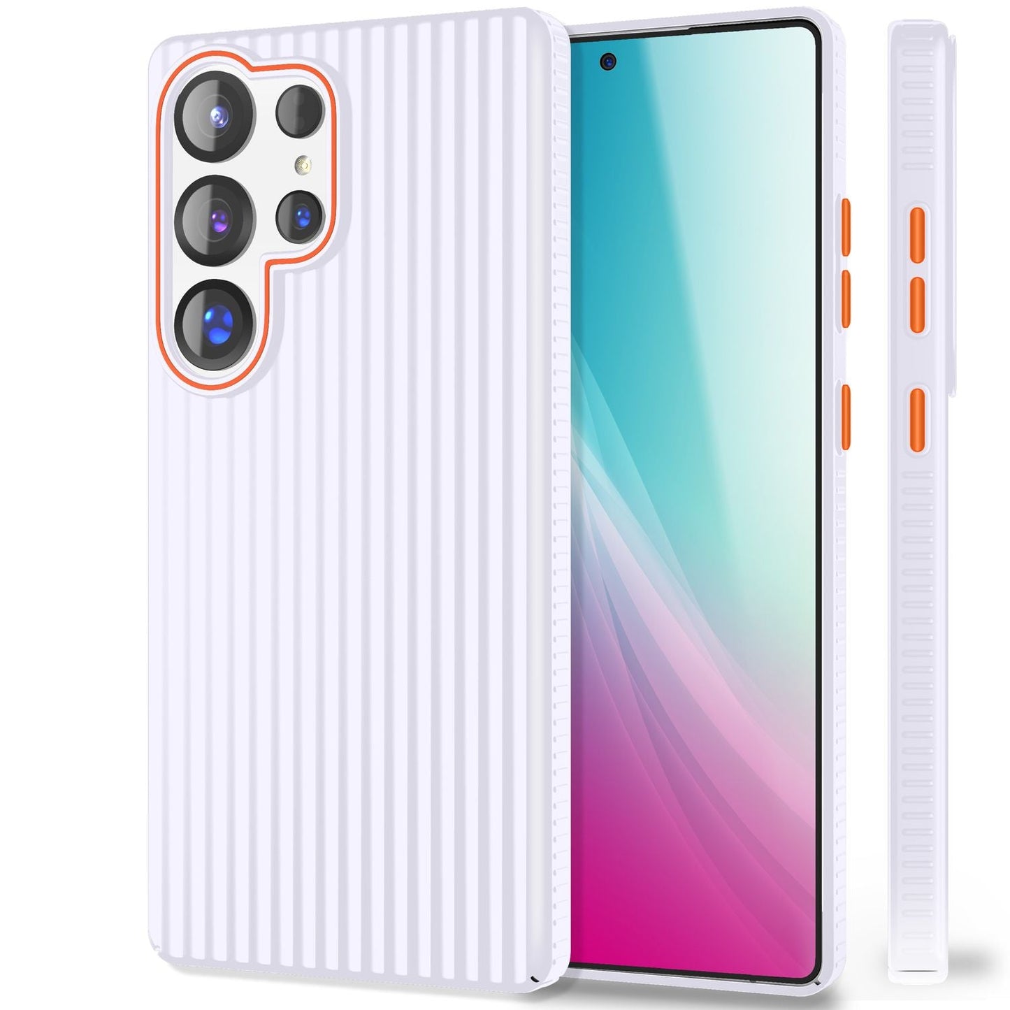 NALIA Nova für Samsung Galaxy S25 Ultra Hülle, Dünnes Hardcover in Metall Optik, mit Wellenstruktur Rillen Design, Rutschfeste Anti-Fingerabdruck Schutzhülle