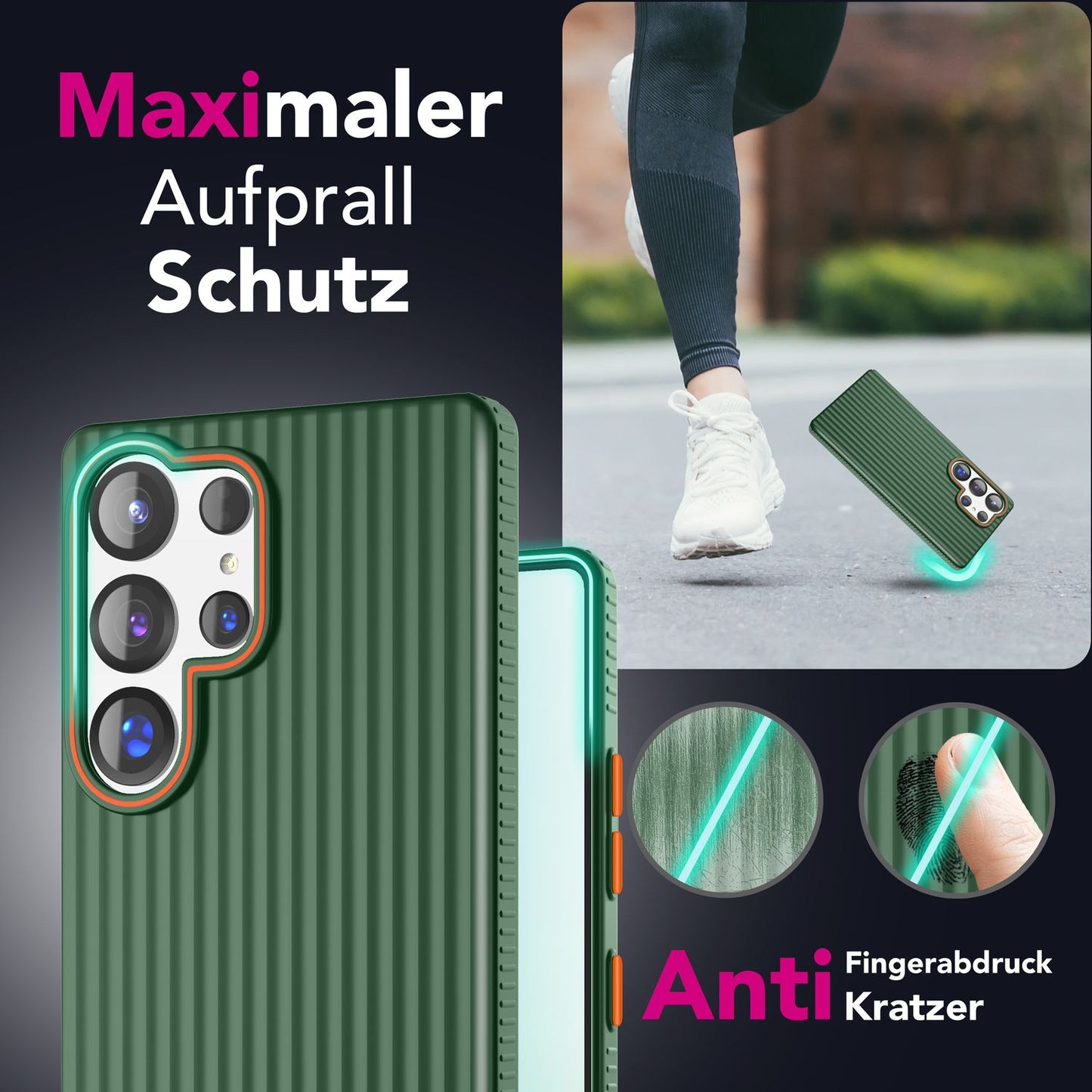 NALIA Nova für Samsung Galaxy S25 Ultra Hülle, Dünnes Hardcover in Metall Optik, mit Wellenstruktur Rillen Design, Rutschfeste Anti-Fingerabdruck Schutzhülle