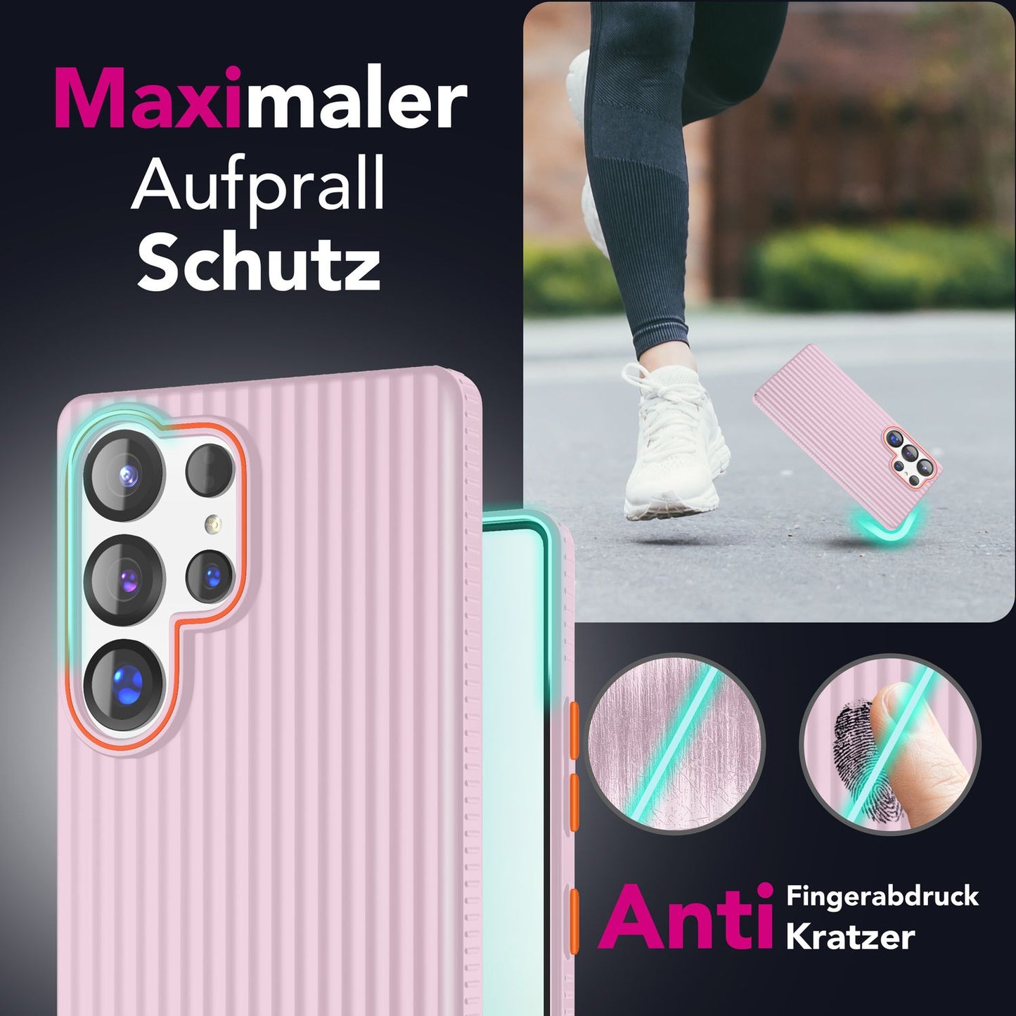 NALIA Nova für Samsung Galaxy S25 Ultra Hülle, Dünnes Hardcover in Metall Optik, mit Wellenstruktur Rillen Design, Rutschfeste Anti-Fingerabdruck Schutzhülle