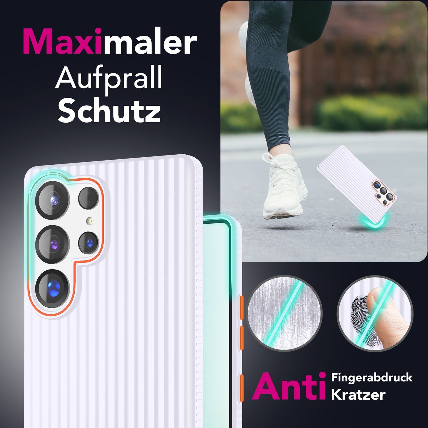 NALIA Nova für Samsung Galaxy S25 Ultra Hülle, Dünnes Hardcover in Metall Optik, mit Wellenstruktur Rillen Design, Rutschfeste Anti-Fingerabdruck Schutzhülle
