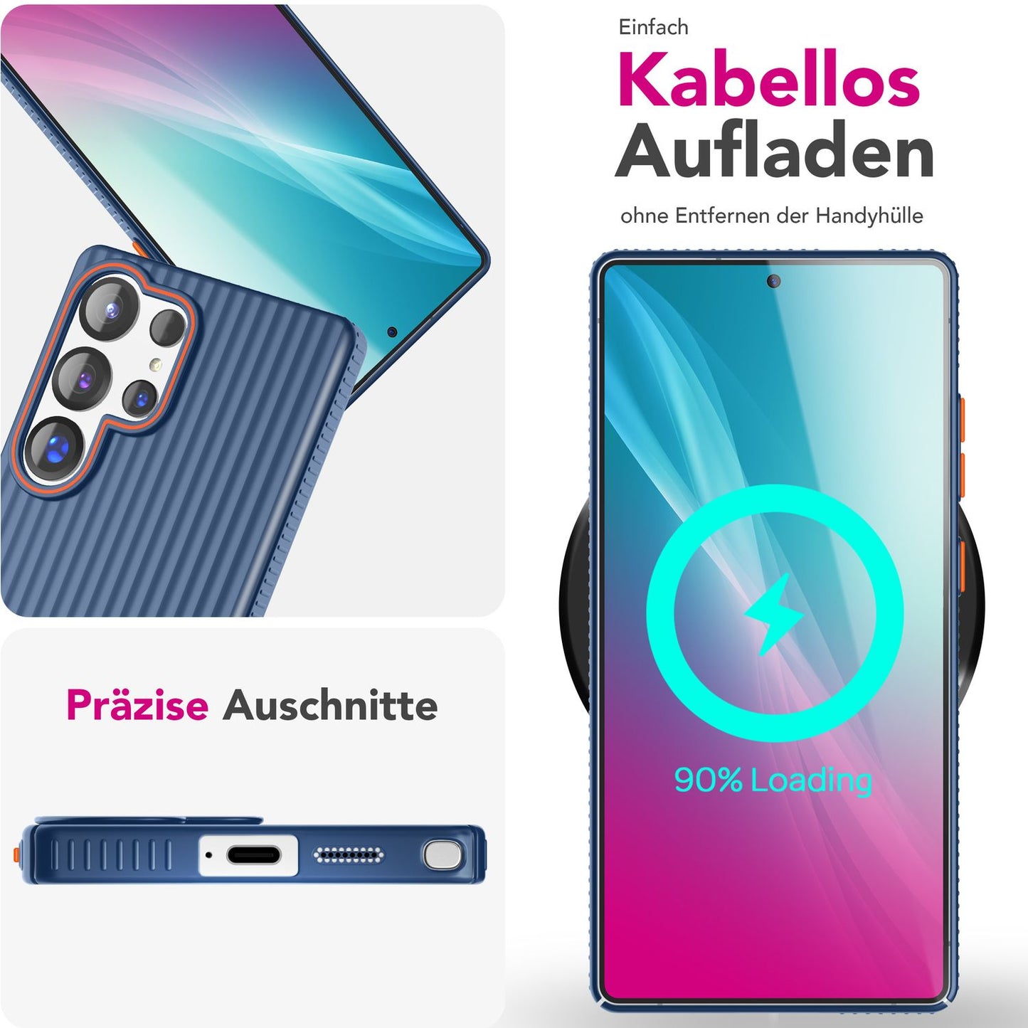 NALIA Nova für Samsung Galaxy S25 Ultra Hülle, Dünnes Hardcover in Metall Optik, mit Wellenstruktur Rillen Design, Rutschfeste Anti-Fingerabdruck Schutzhülle