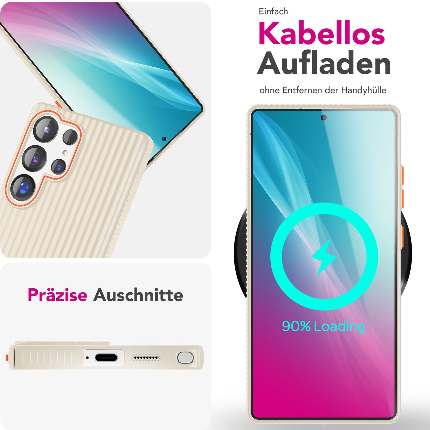 NALIA Nova für Samsung Galaxy S25 Ultra Hülle, Dünnes Hardcover in Metall Optik, mit Wellenstruktur Rillen Design, Rutschfeste Anti-Fingerabdruck Schutzhülle