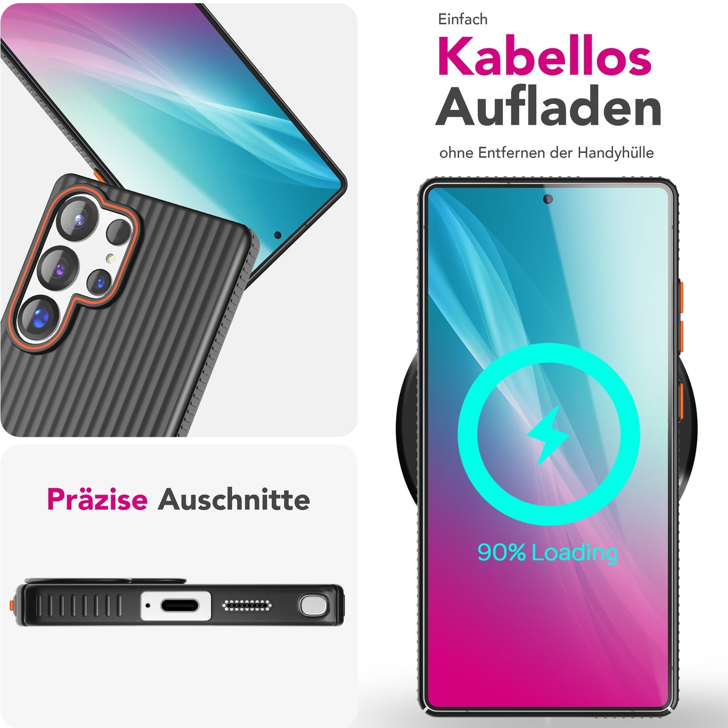 NALIA Nova für Samsung Galaxy S25 Ultra Hülle, Dünnes Hardcover in Metall Optik, mit Wellenstruktur Rillen Design, Rutschfeste Anti-Fingerabdruck Schutzhülle