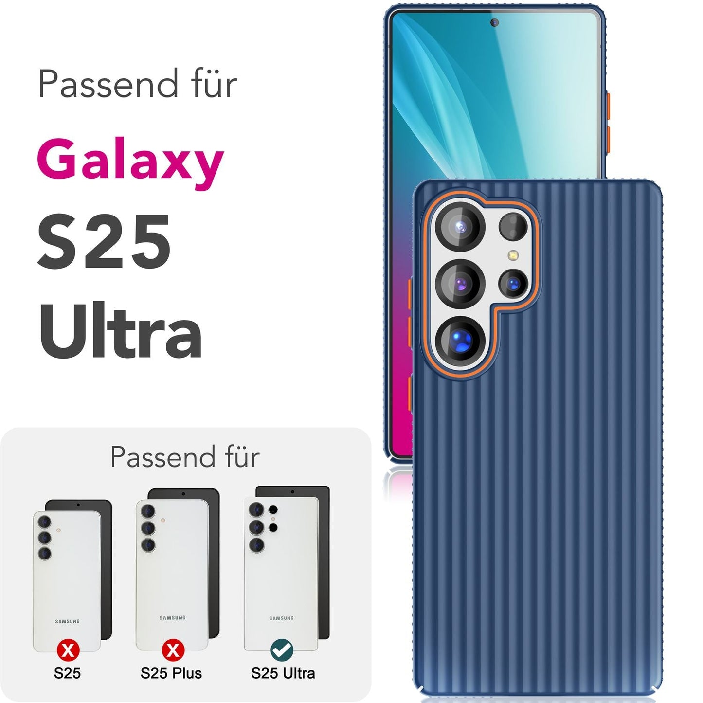 NALIA Nova für Samsung Galaxy S25 Ultra Hülle, Dünnes Hardcover in Metall Optik, mit Wellenstruktur Rillen Design, Rutschfeste Anti-Fingerabdruck Schutzhülle