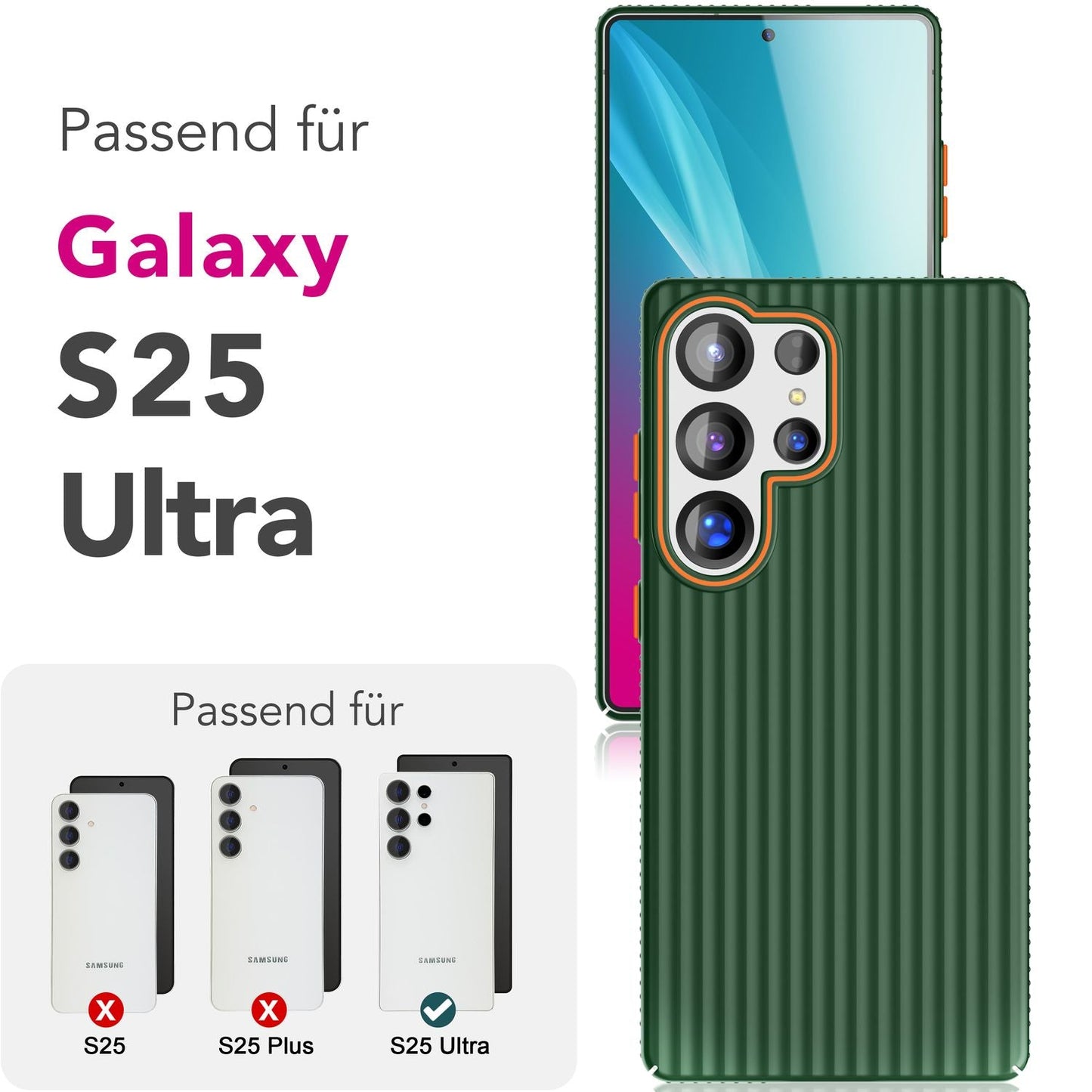 NALIA Nova für Samsung Galaxy S25 Ultra Hülle, Dünnes Hardcover in Metall Optik, mit Wellenstruktur Rillen Design, Rutschfeste Anti-Fingerabdruck Schutzhülle