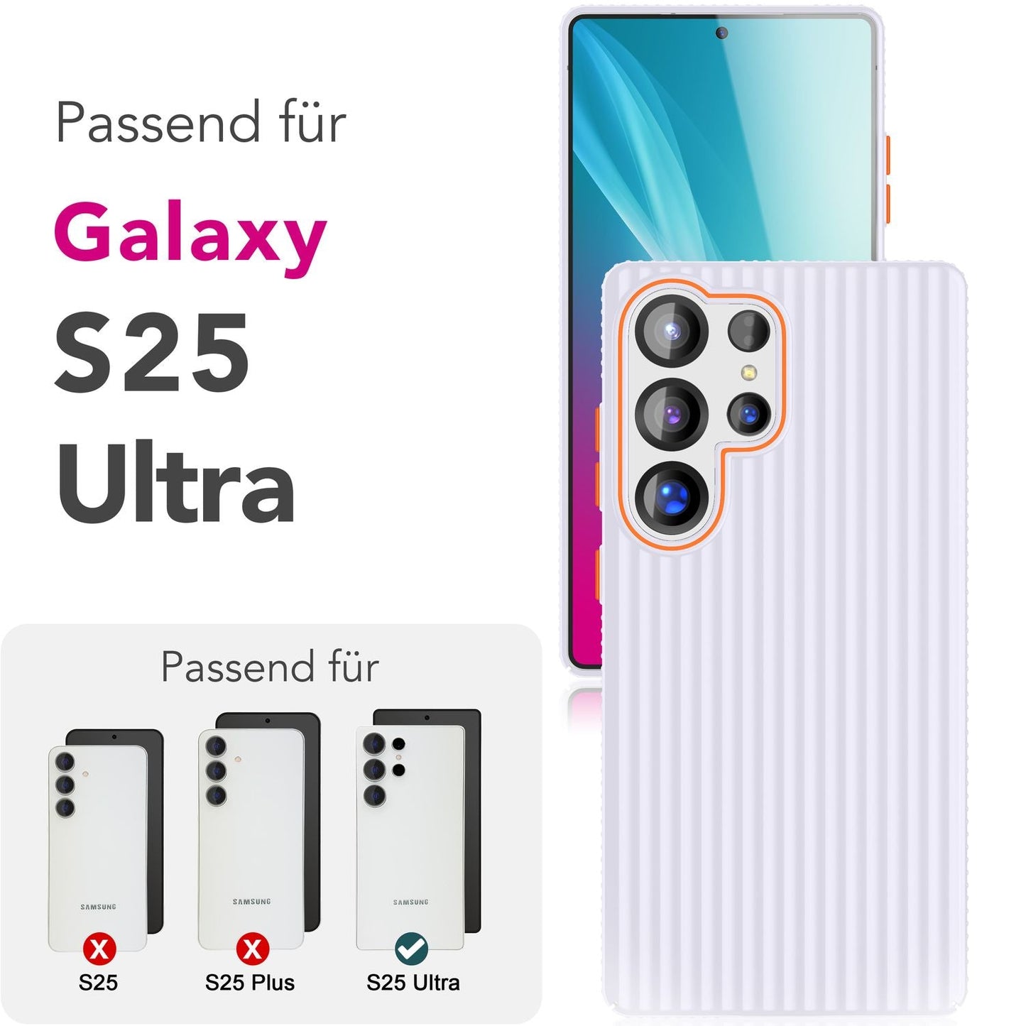 NALIA Nova für Samsung Galaxy S25 Ultra Hülle, Dünnes Hardcover in Metall Optik, mit Wellenstruktur Rillen Design, Rutschfeste Anti-Fingerabdruck Schutzhülle
