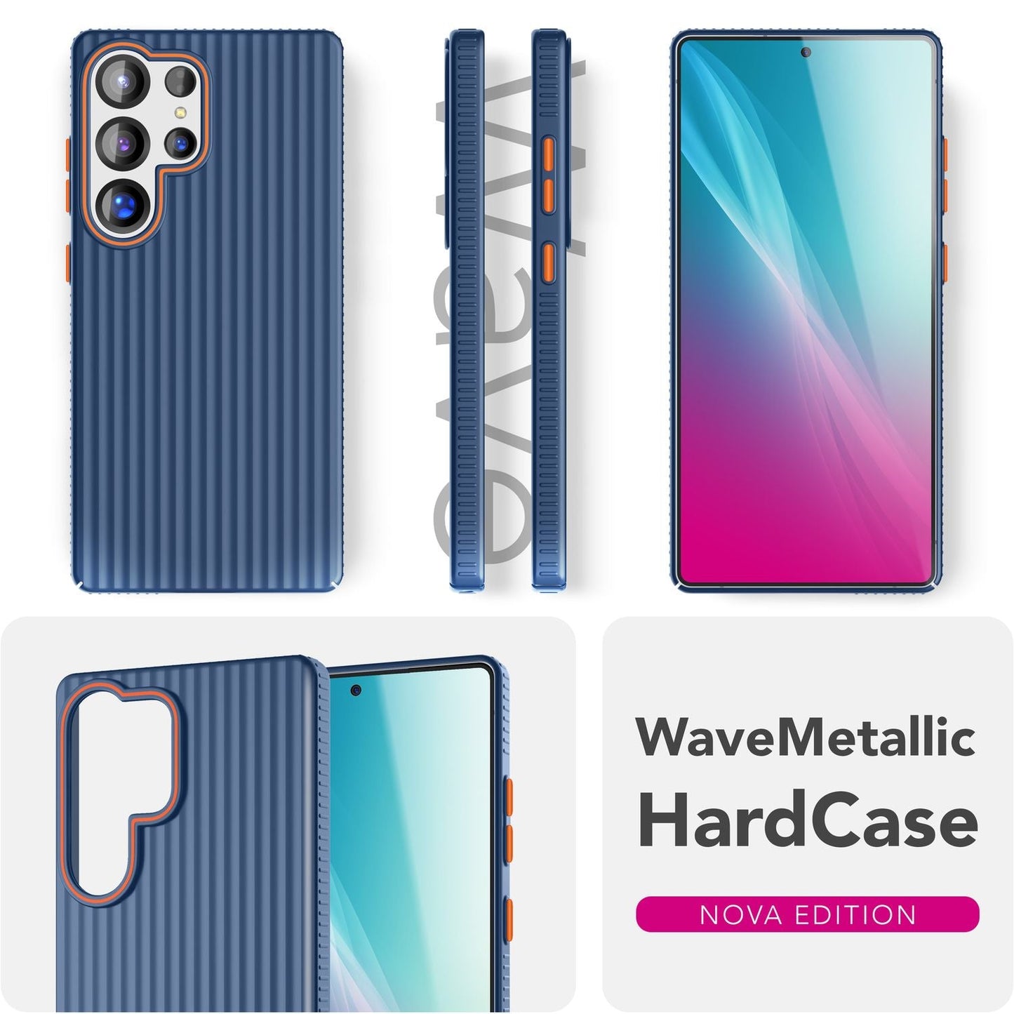 NALIA Nova für Samsung Galaxy S25 Ultra Hülle, Dünnes Hardcover in Metall Optik, mit Wellenstruktur Rillen Design, Rutschfeste Anti-Fingerabdruck Schutzhülle