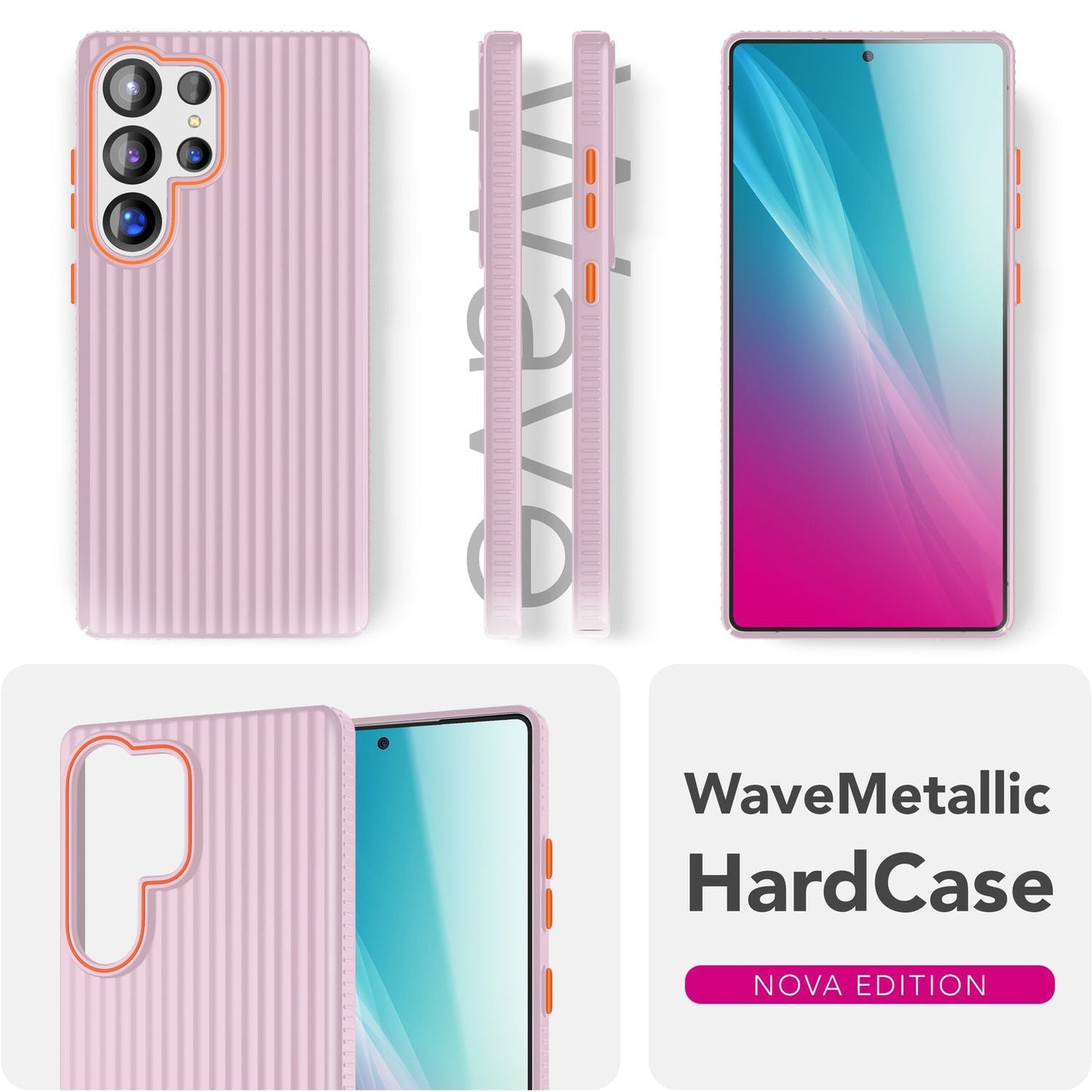 NALIA Nova für Samsung Galaxy S25 Ultra Hülle, Dünnes Hardcover in Metall Optik, mit Wellenstruktur Rillen Design, Rutschfeste Anti-Fingerabdruck Schutzhülle