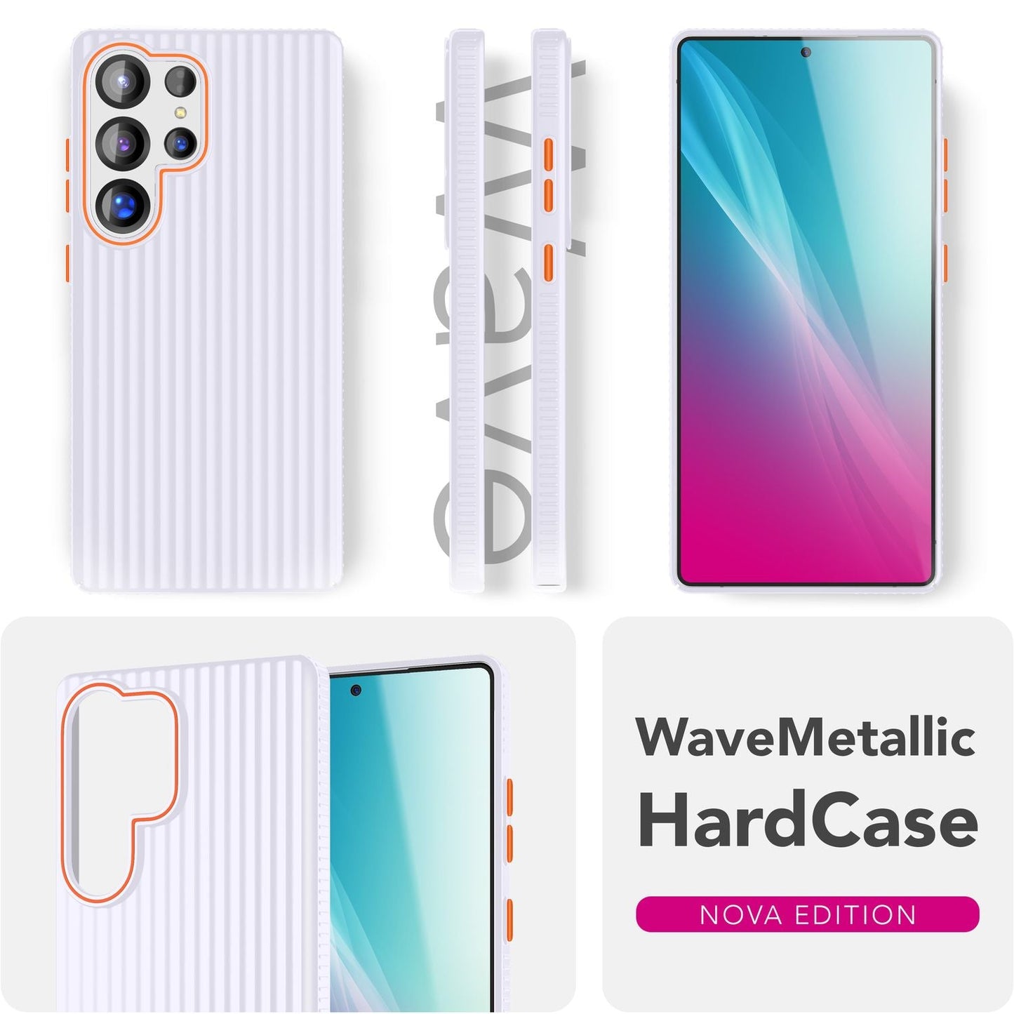 NALIA Nova für Samsung Galaxy S25 Ultra Hülle, Dünnes Hardcover in Metall Optik, mit Wellenstruktur Rillen Design, Rutschfeste Anti-Fingerabdruck Schutzhülle